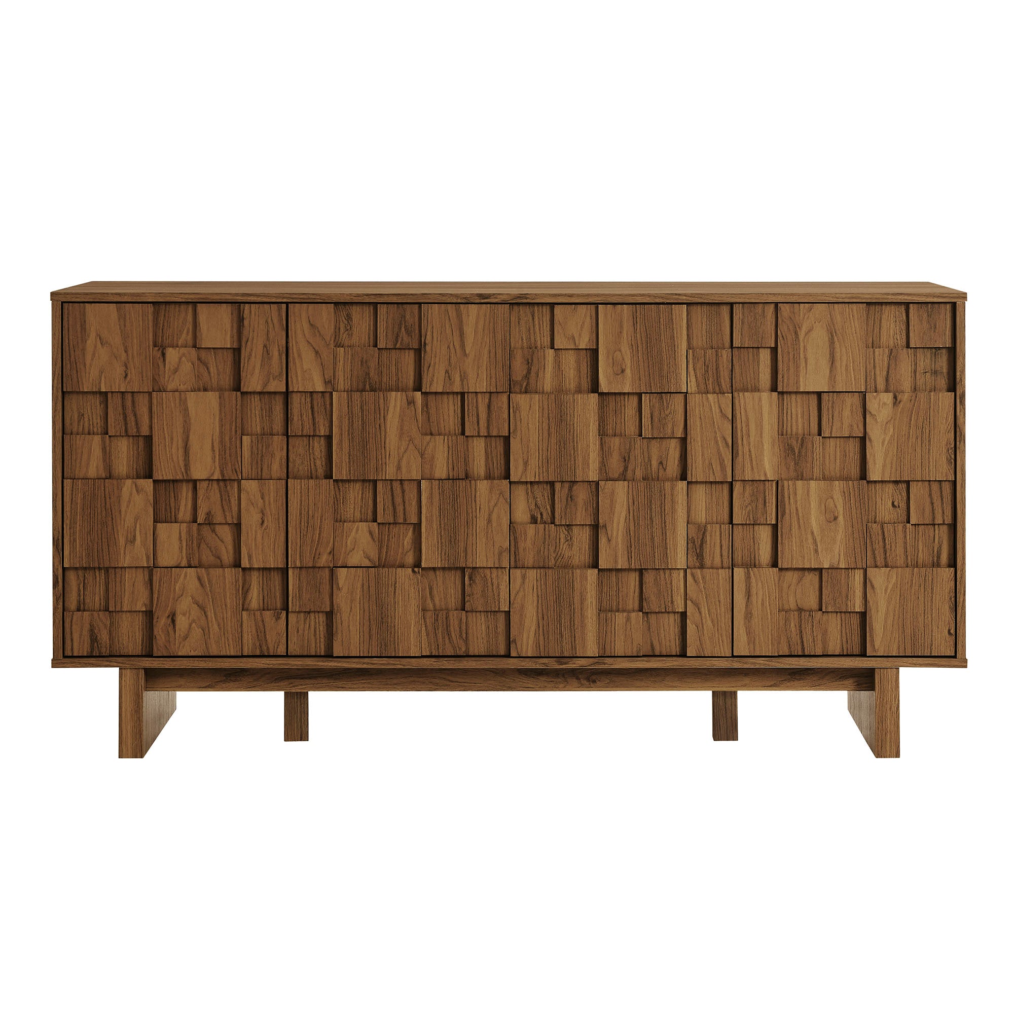 Owen 59 Inch 4 Door Geometric Sideboard, Walnut