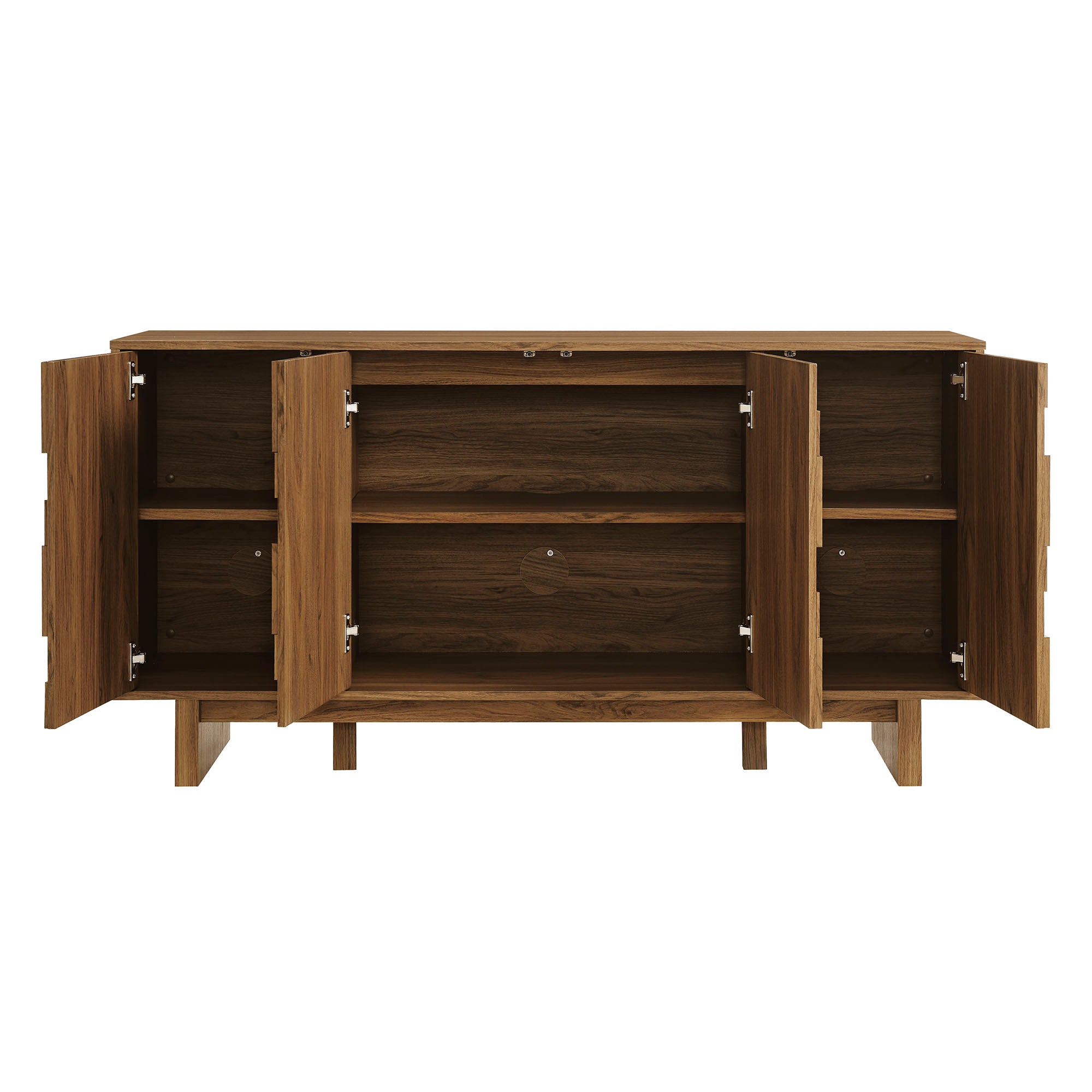 Owen 59 Inch 4 Door Geometric Sideboard, Walnut
