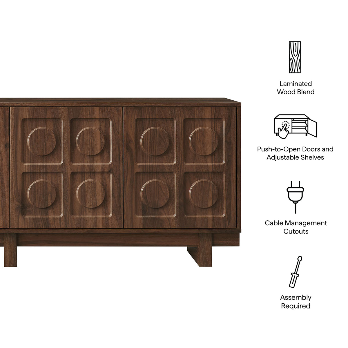 Knox 71 Inch TV Stand, Walnut