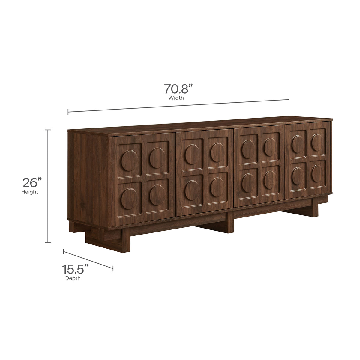 Knox 71 Inch TV Stand, Walnut