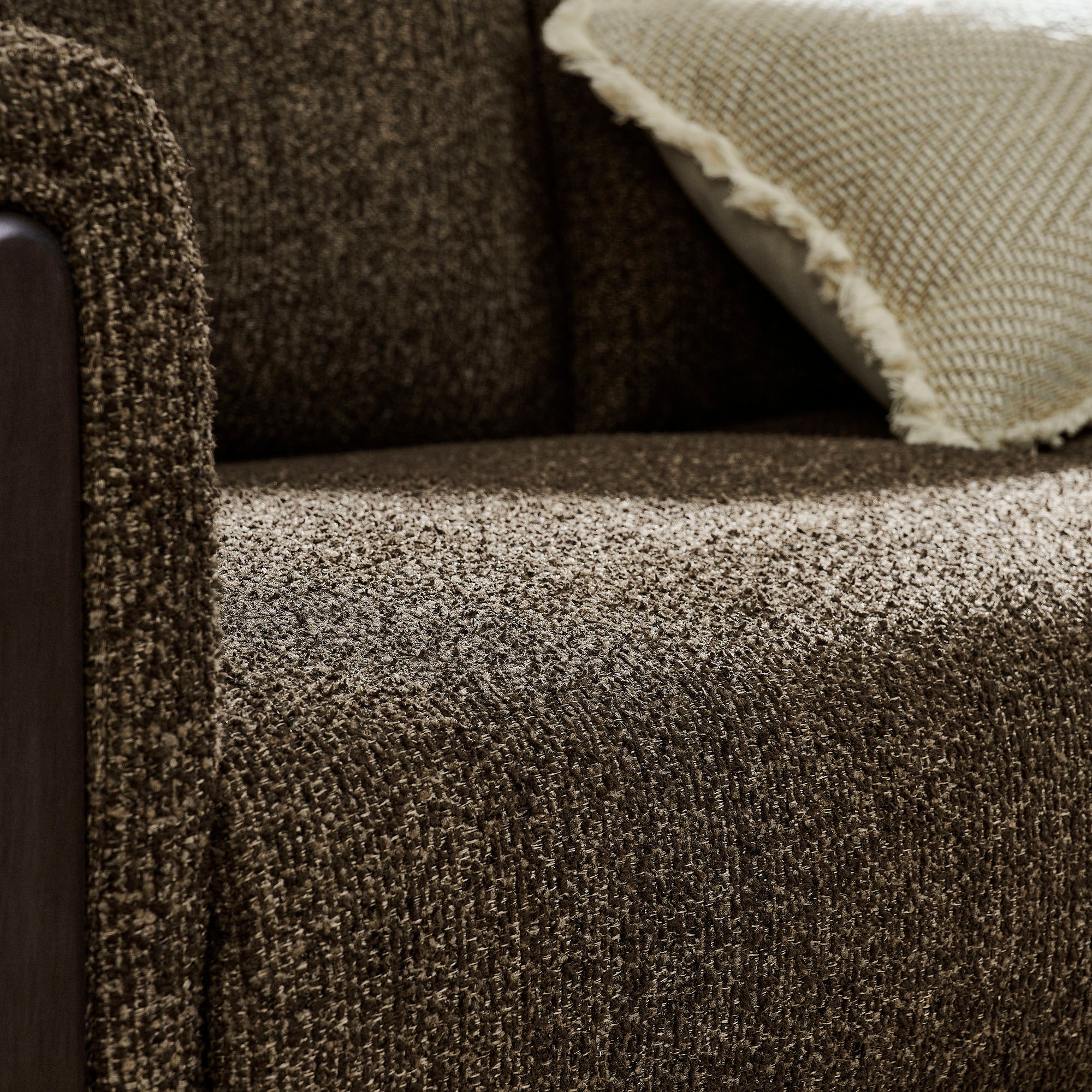 Hawken Boucle Fabric Accent Armchair, Antique Espresso