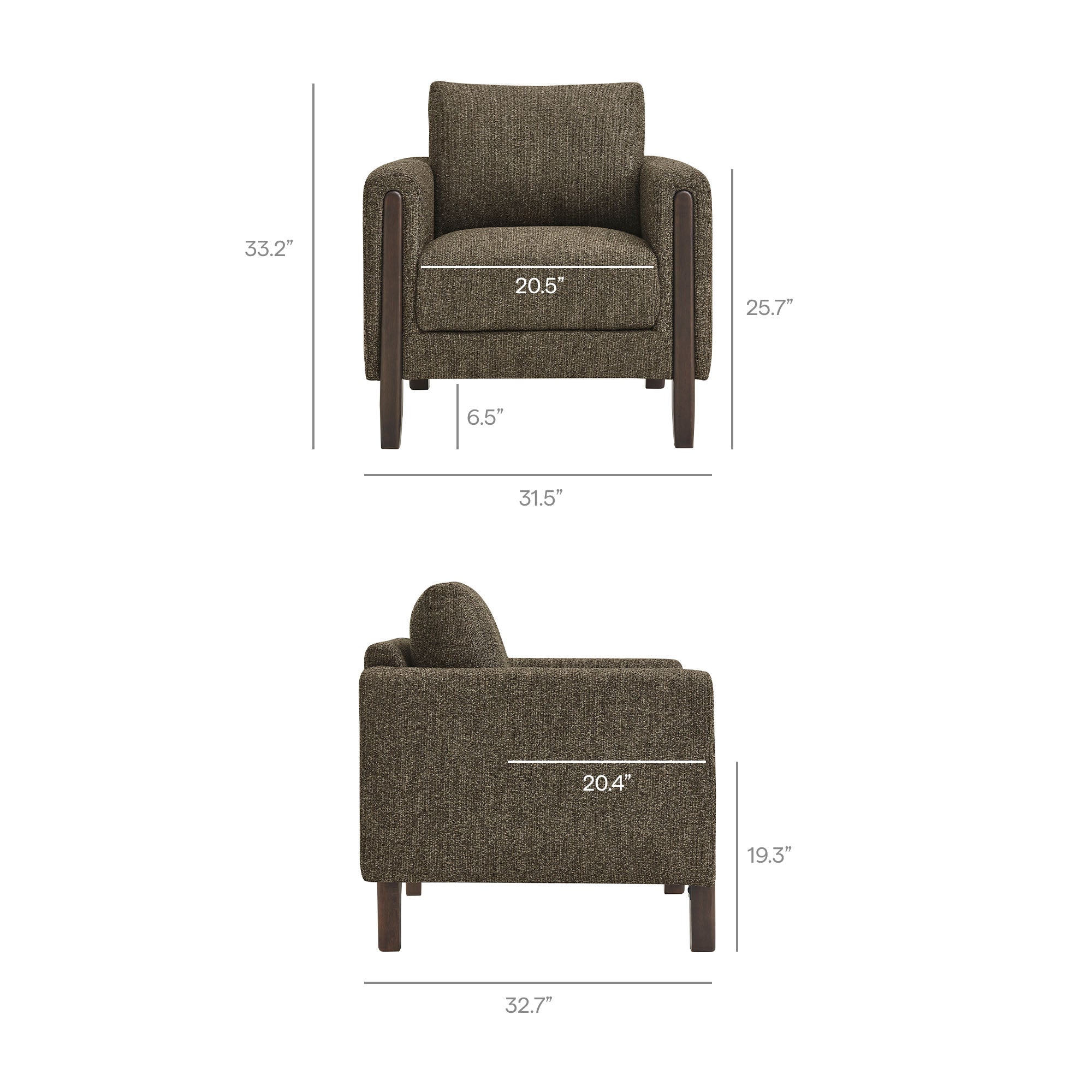 Hawken Boucle Fabric Accent Armchair, Antique Espresso
