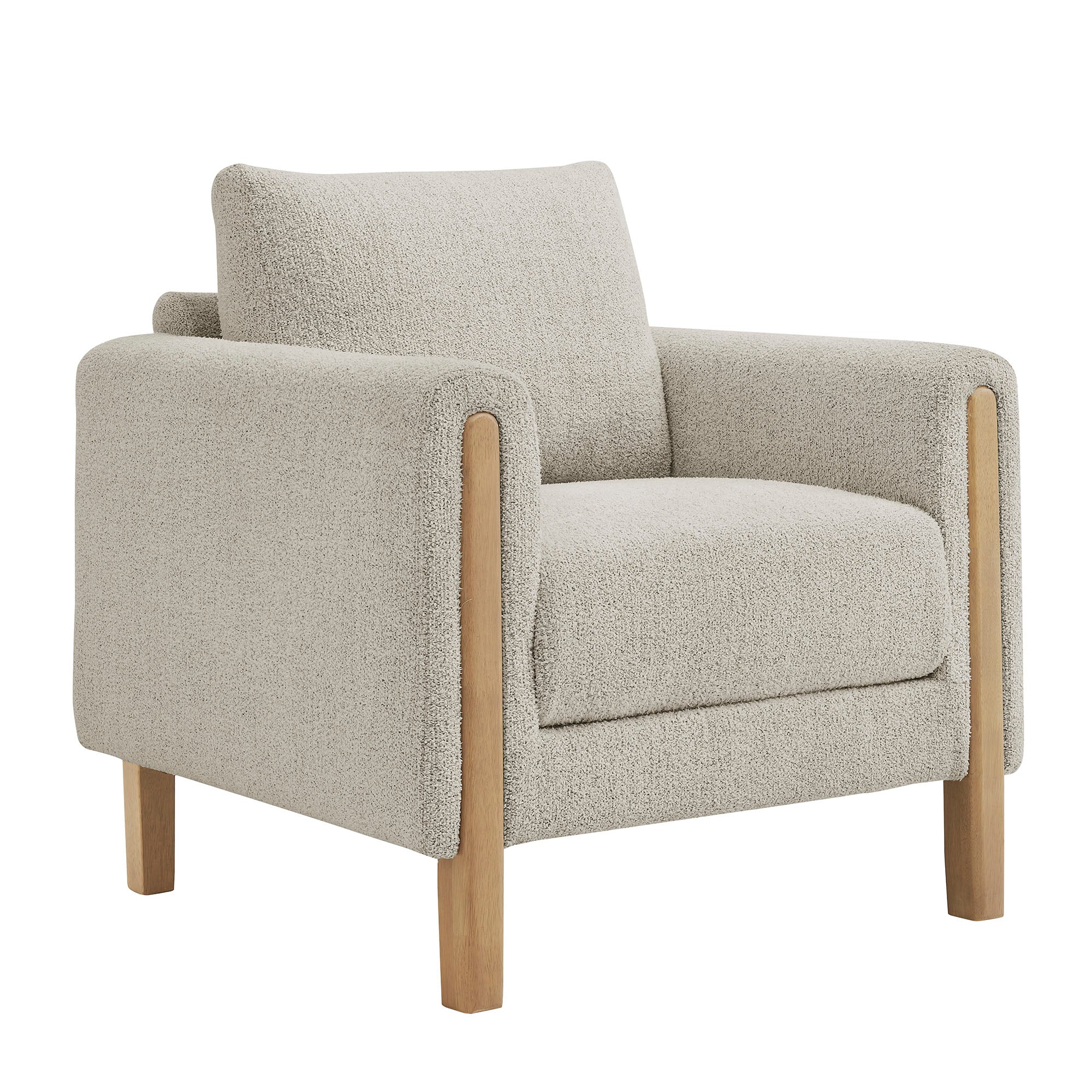 Hawken Boucle Fabric Accent Armchair, Parchment Beech