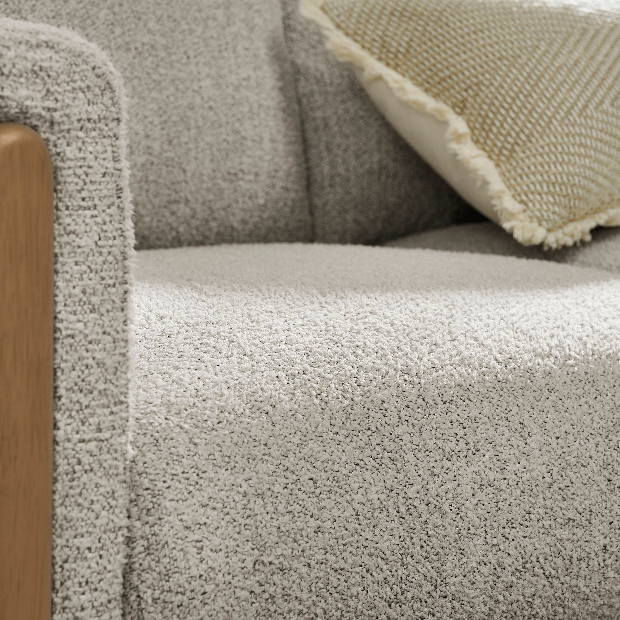 Hawken Boucle Fabric Accent Armchair, Parchment Beech