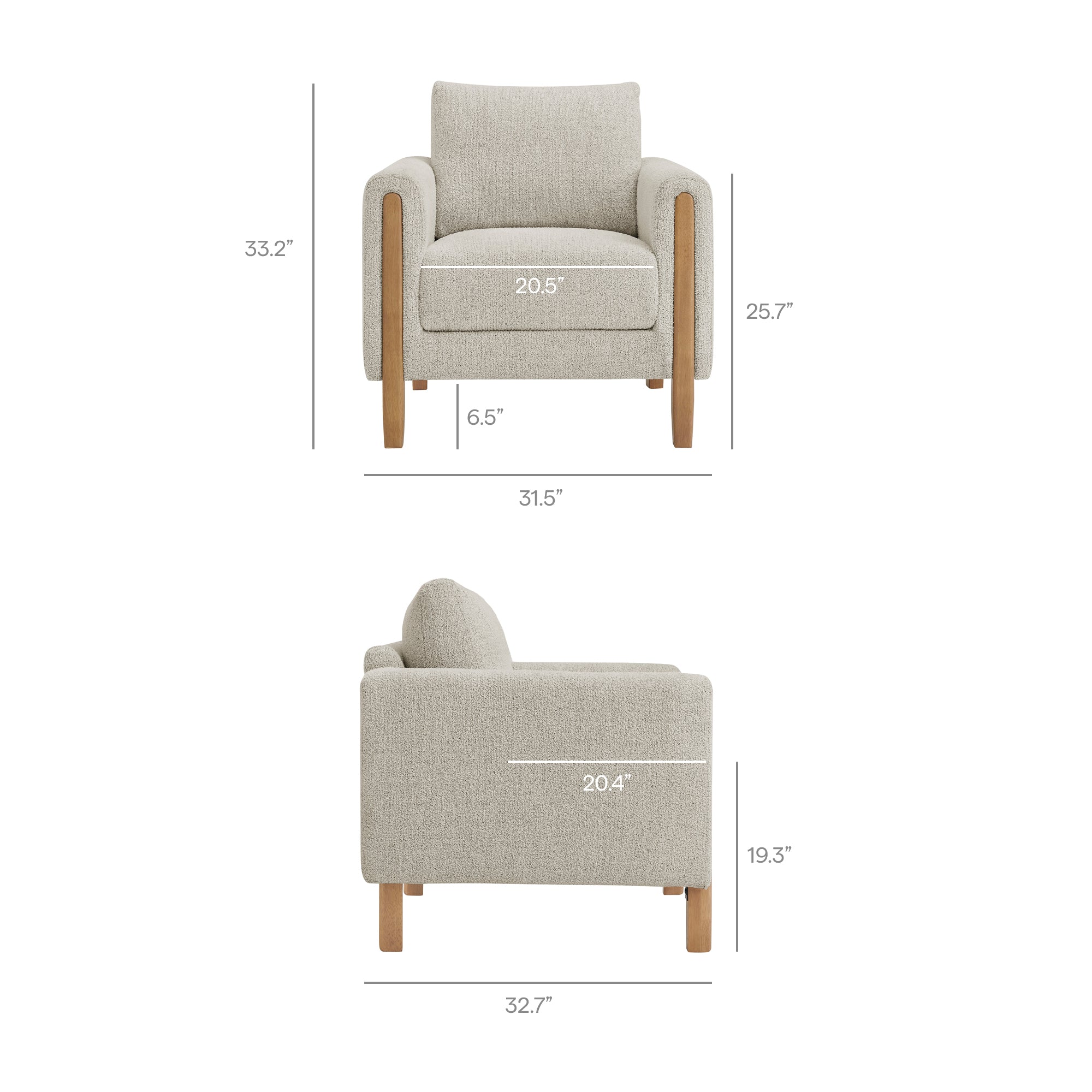 Hawken Boucle Fabric Accent Armchair, Parchment Beech