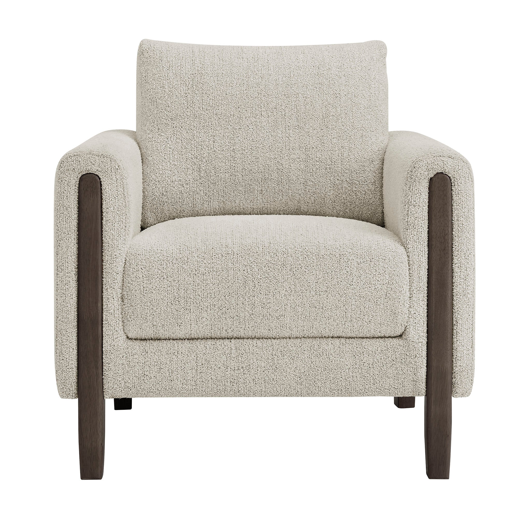 Hawken Boucle Fabric Accent Armchair, Parchment Espresso