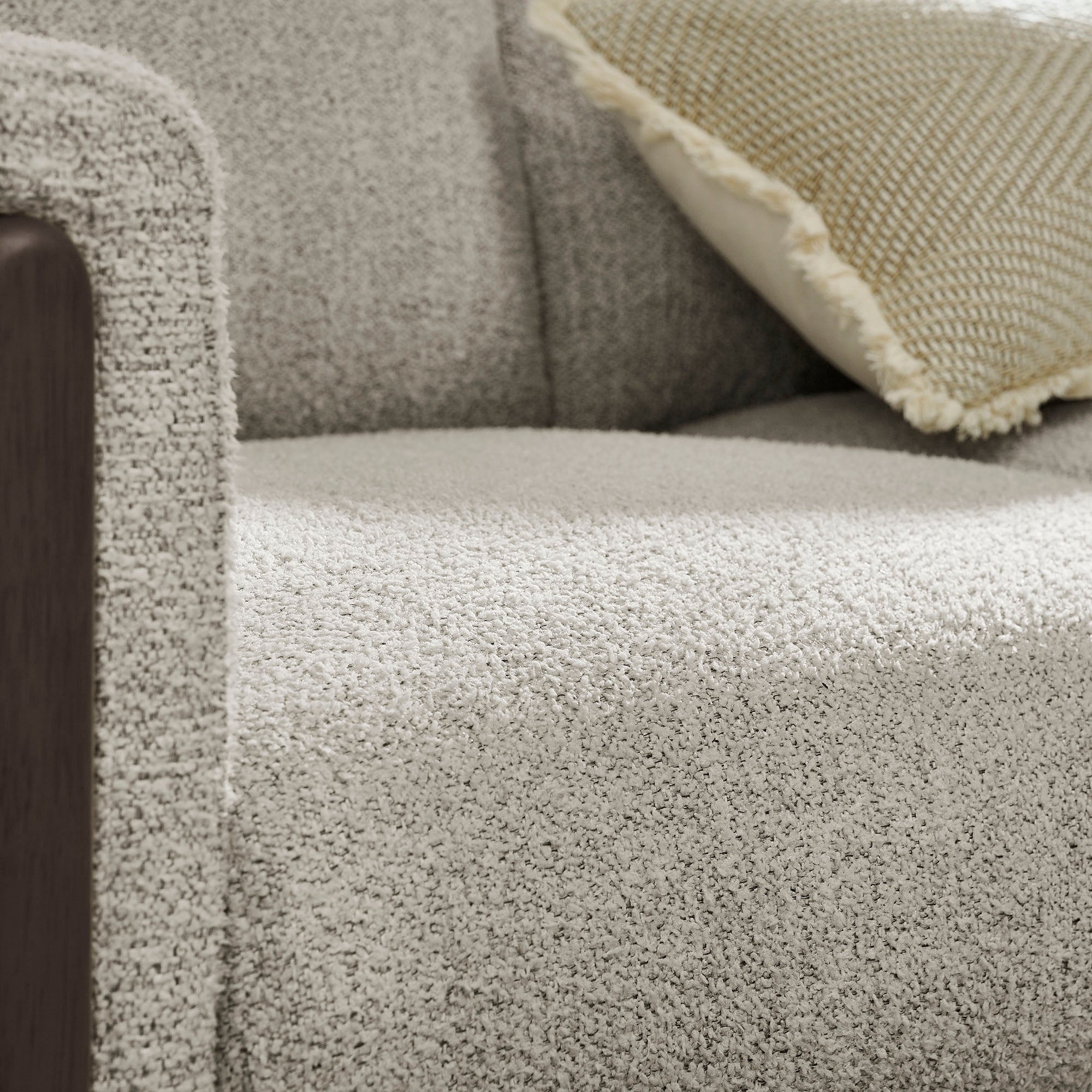 Hawken Boucle Fabric Accent Armchair, Parchment Espresso