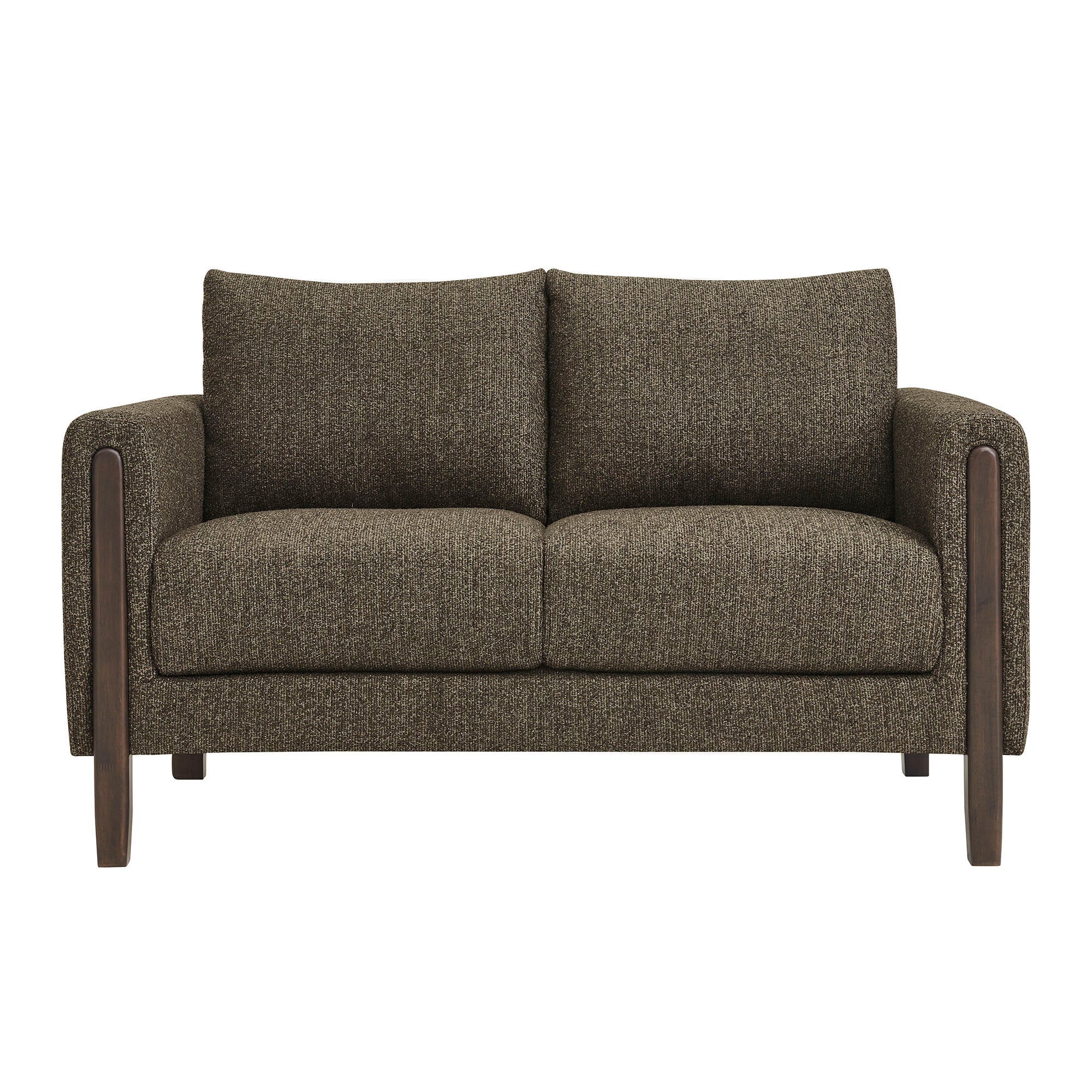 Hawken Boucle Fabric Loveseat, Antique Espresso