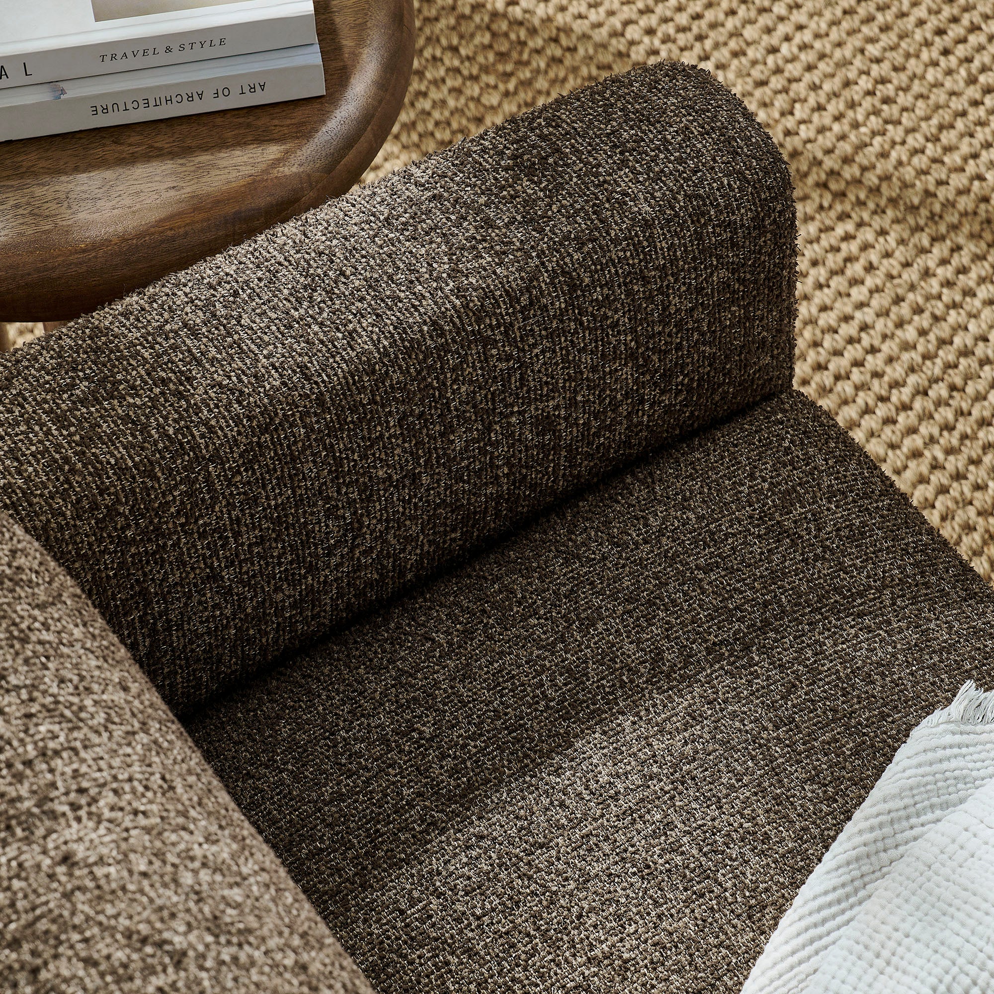 Hawken Boucle Fabric Loveseat, Antique Espresso