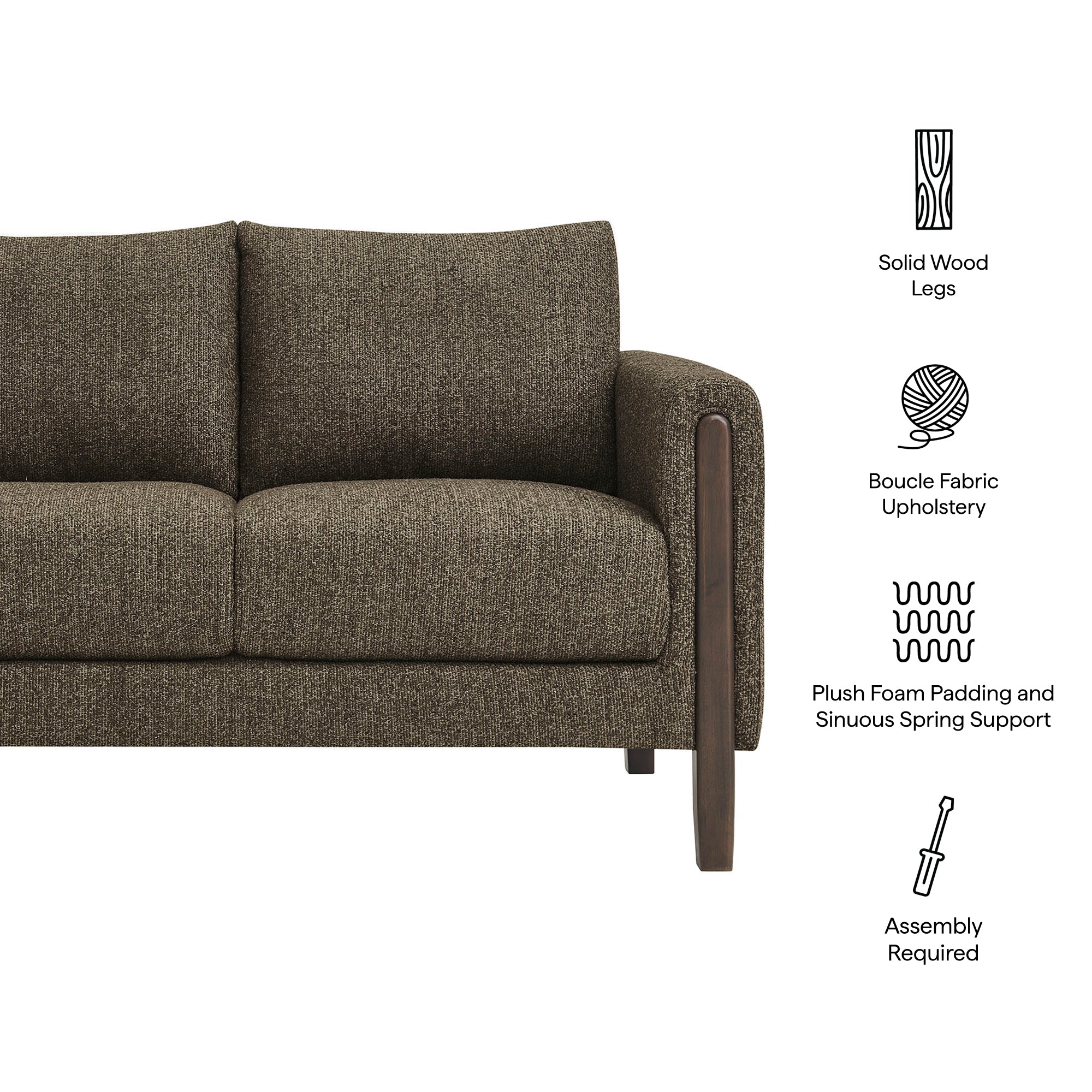 Hawken Boucle Fabric Loveseat, Antique Espresso