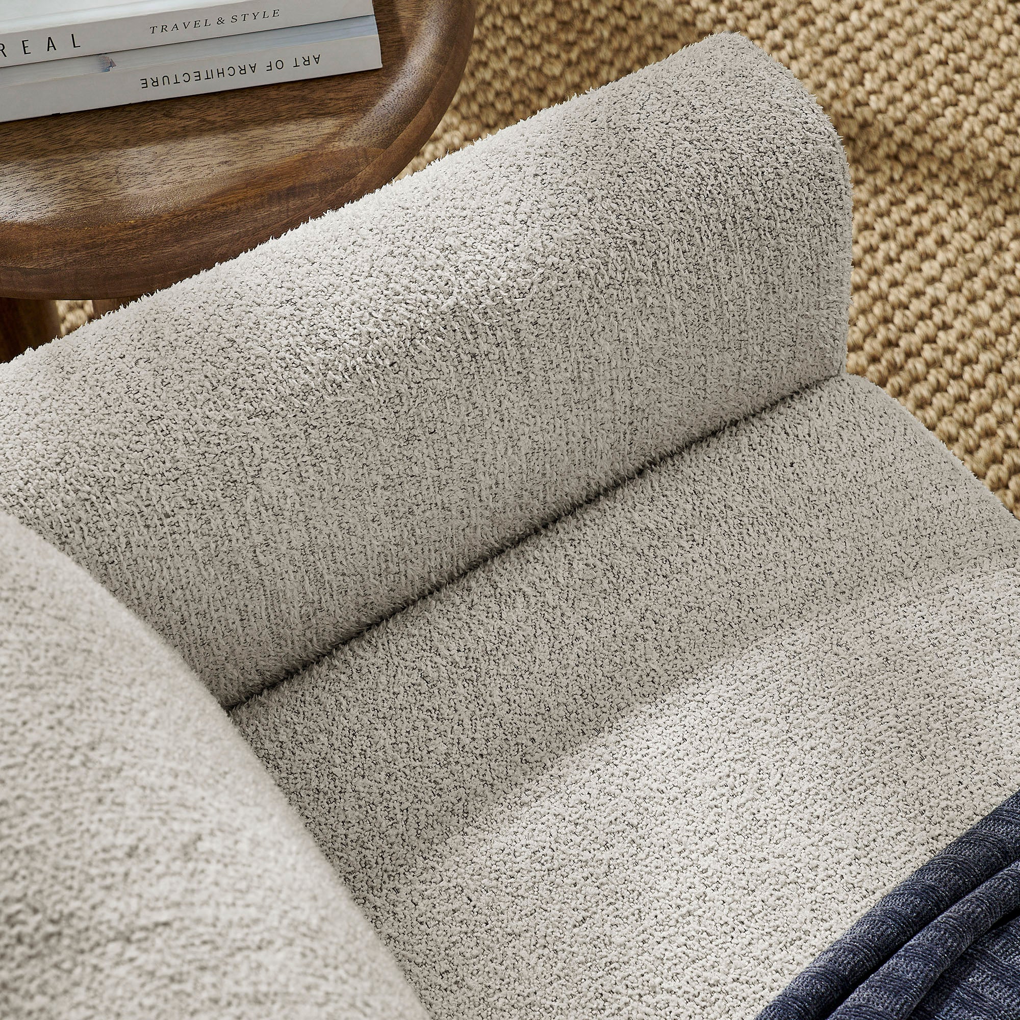 Hawken Boucle Fabric Loveseat, Parchment Beech