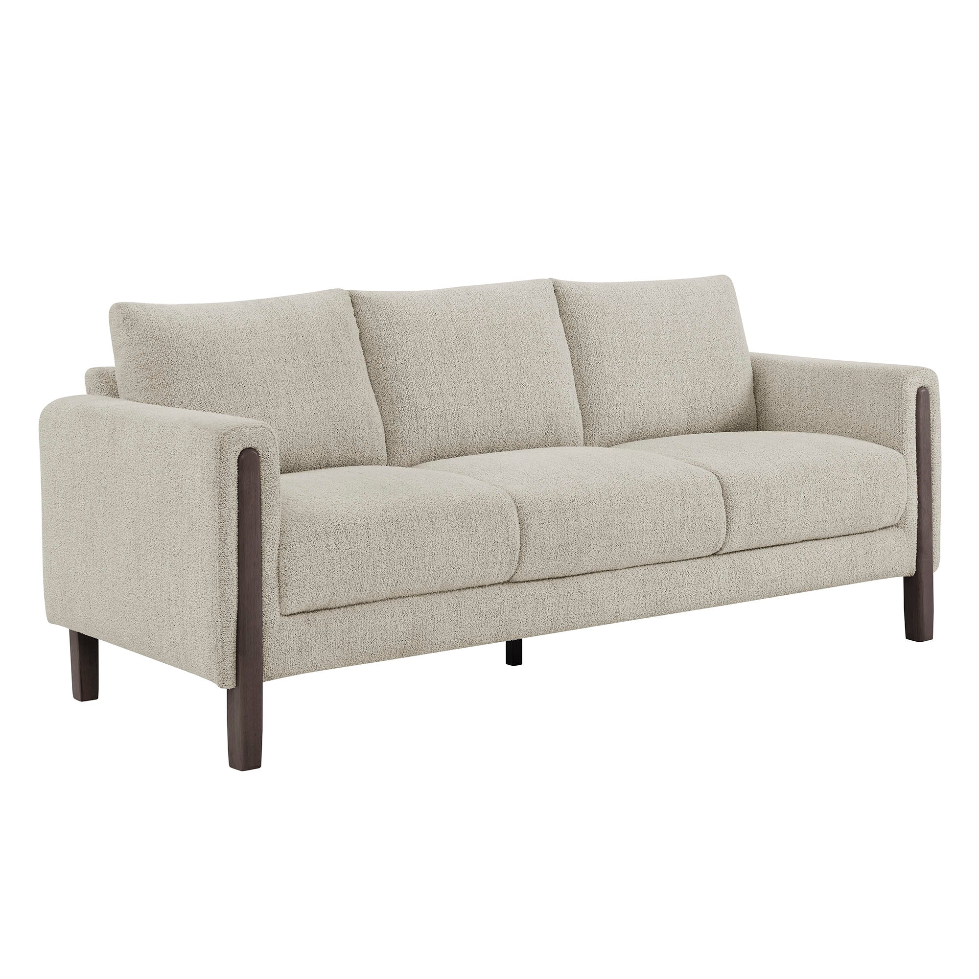 Hawken Boucle Fabric Sofa, Parchment Espresso