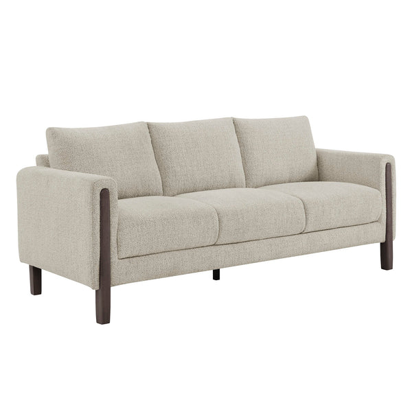 Hawken Boucle Fabric Sofa, Parchment Espresso