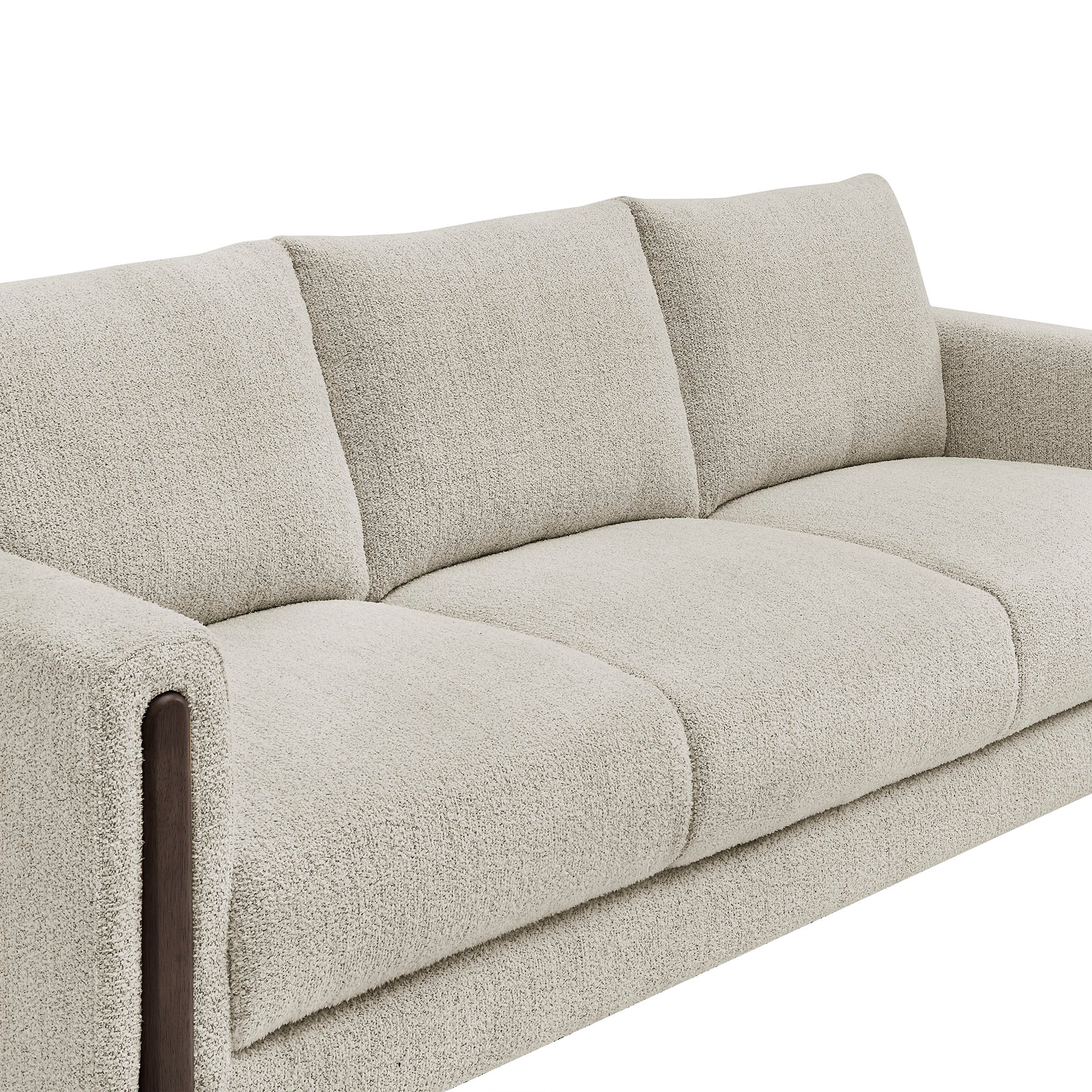 Hawken Boucle Fabric Sofa, Parchment Espresso