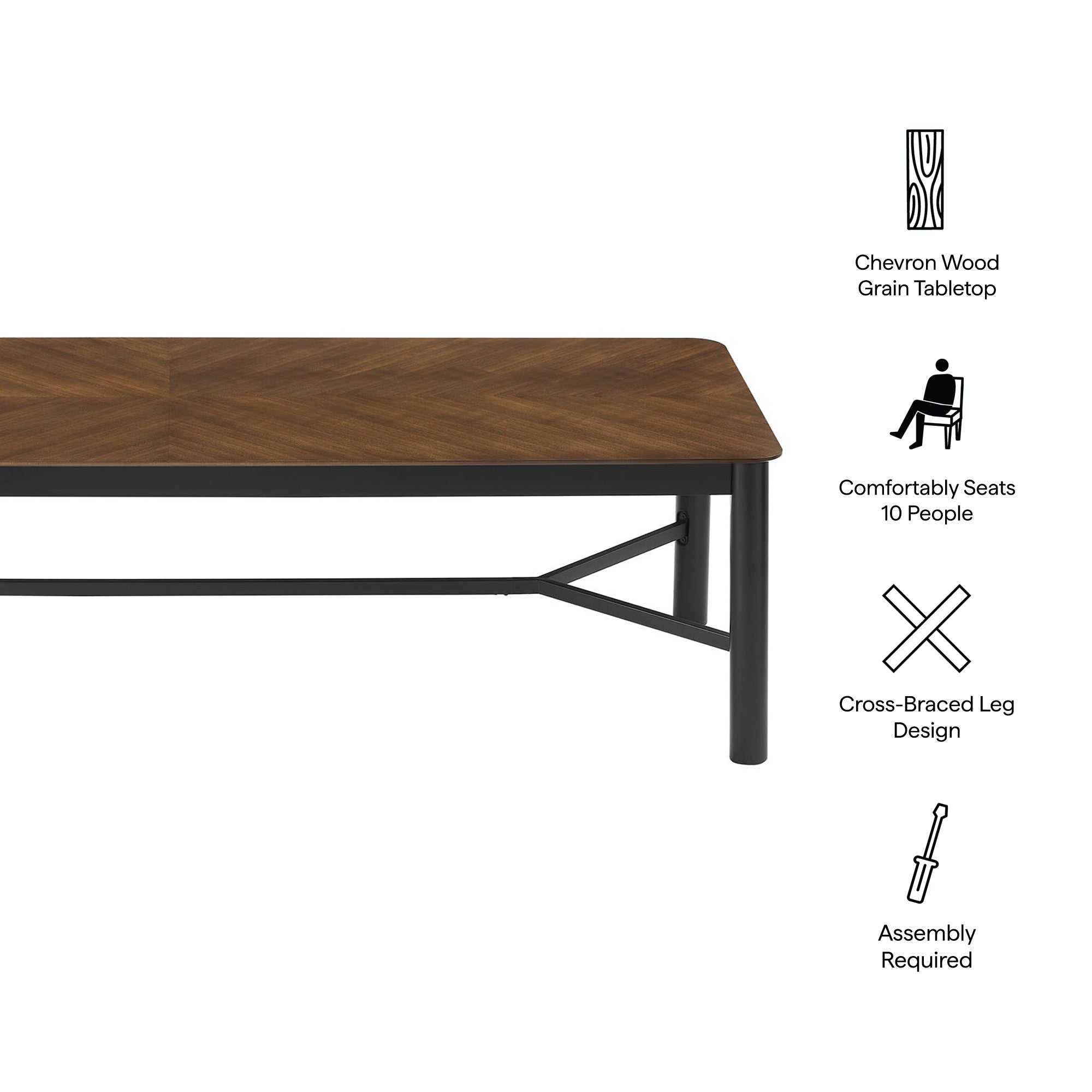 Ashlan 110" Rectangle Dining Table, Walnut