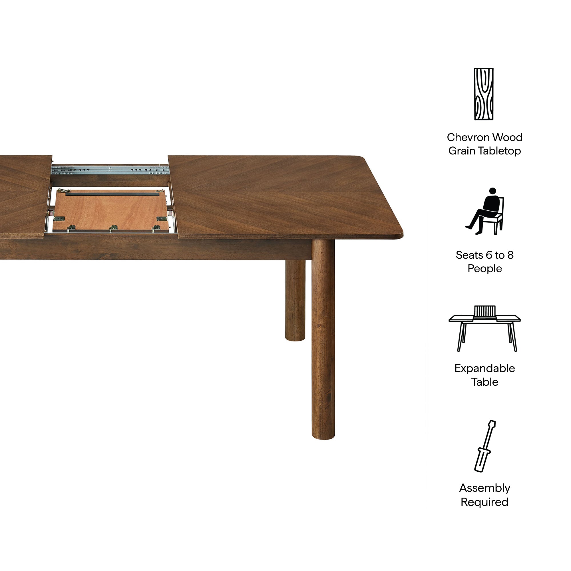 Alba Extendable Dining Table, Walnut