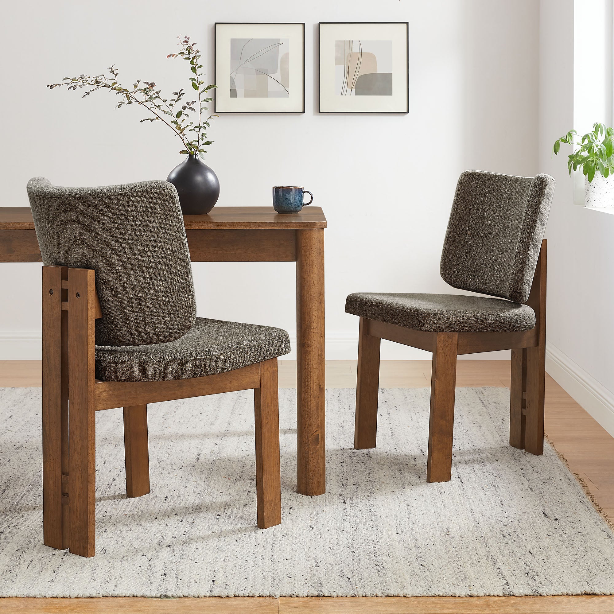 Alba Armless Upholstered Dining Chairs Set Of 2, Taupe