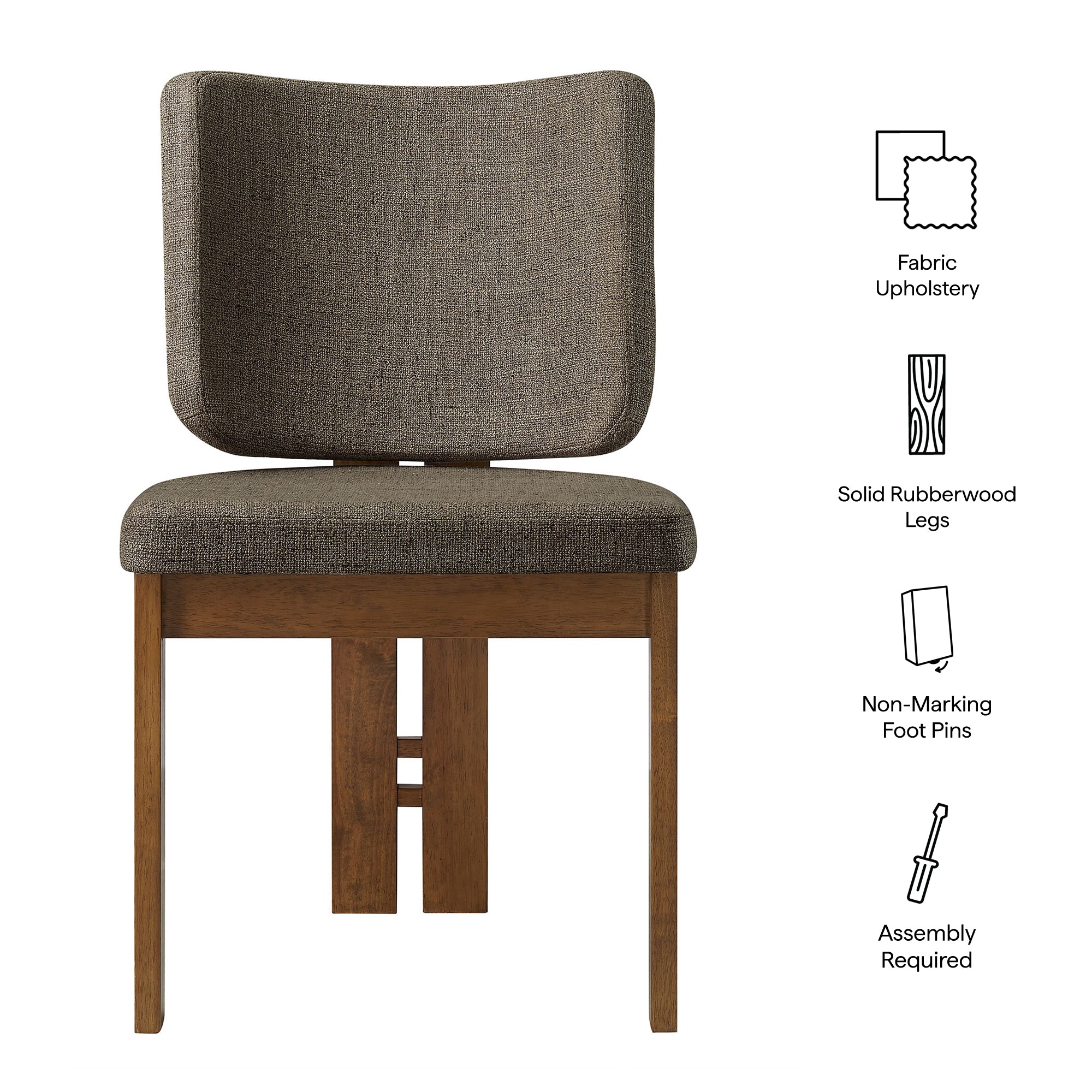 Alba Armless Upholstered Dining Chairs Set Of 2, Taupe