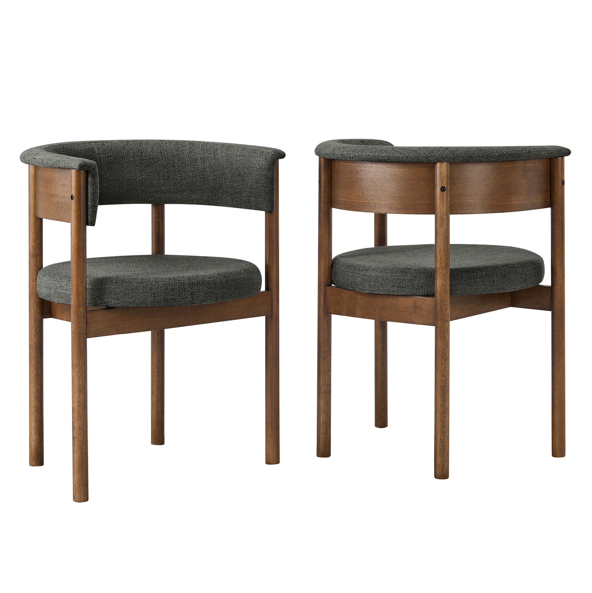 Clea Curved Upholstered Dining Chairs Set Of 2, Charcoal