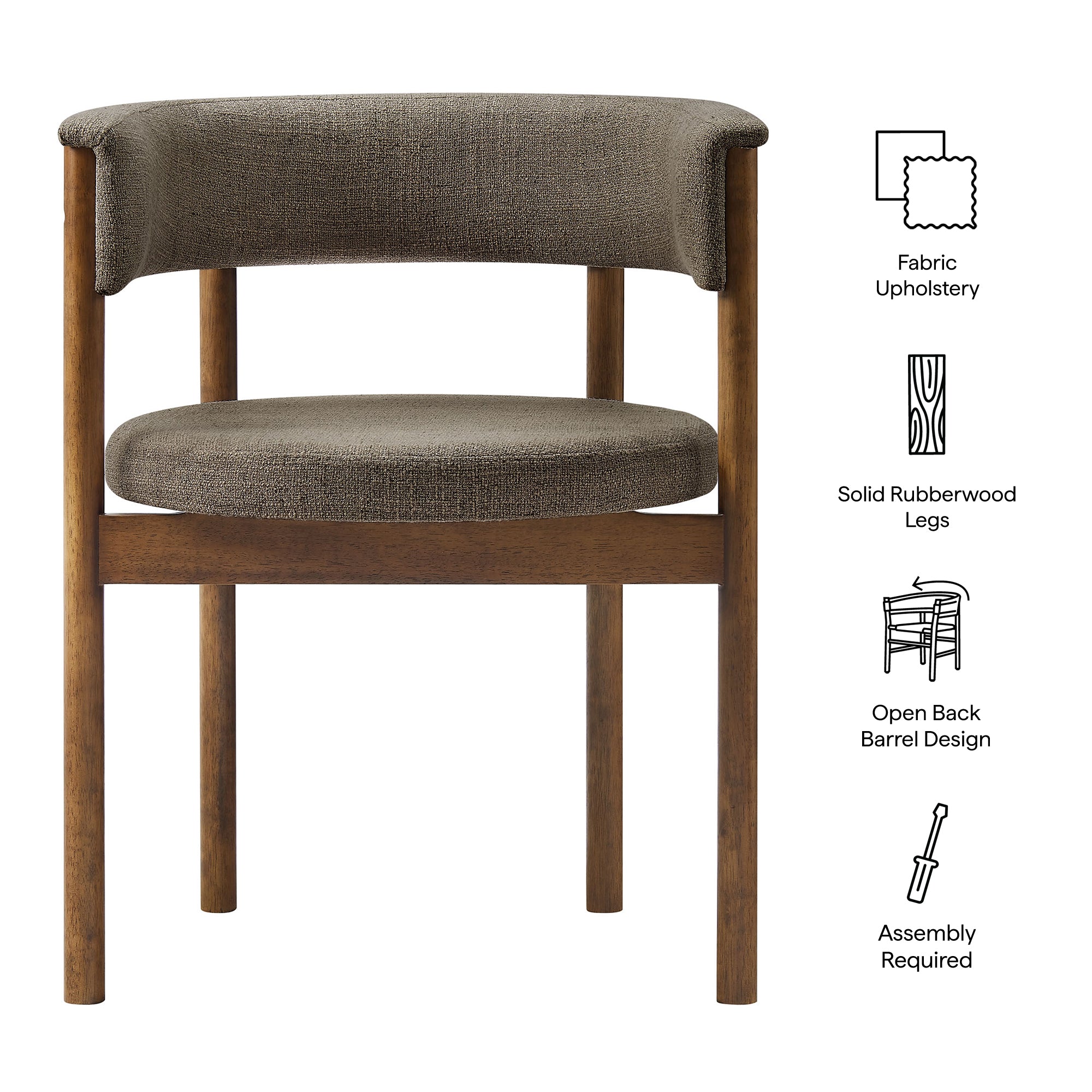 Clea Curved Upholstered Dining Chairs Set Of 2, Taupe