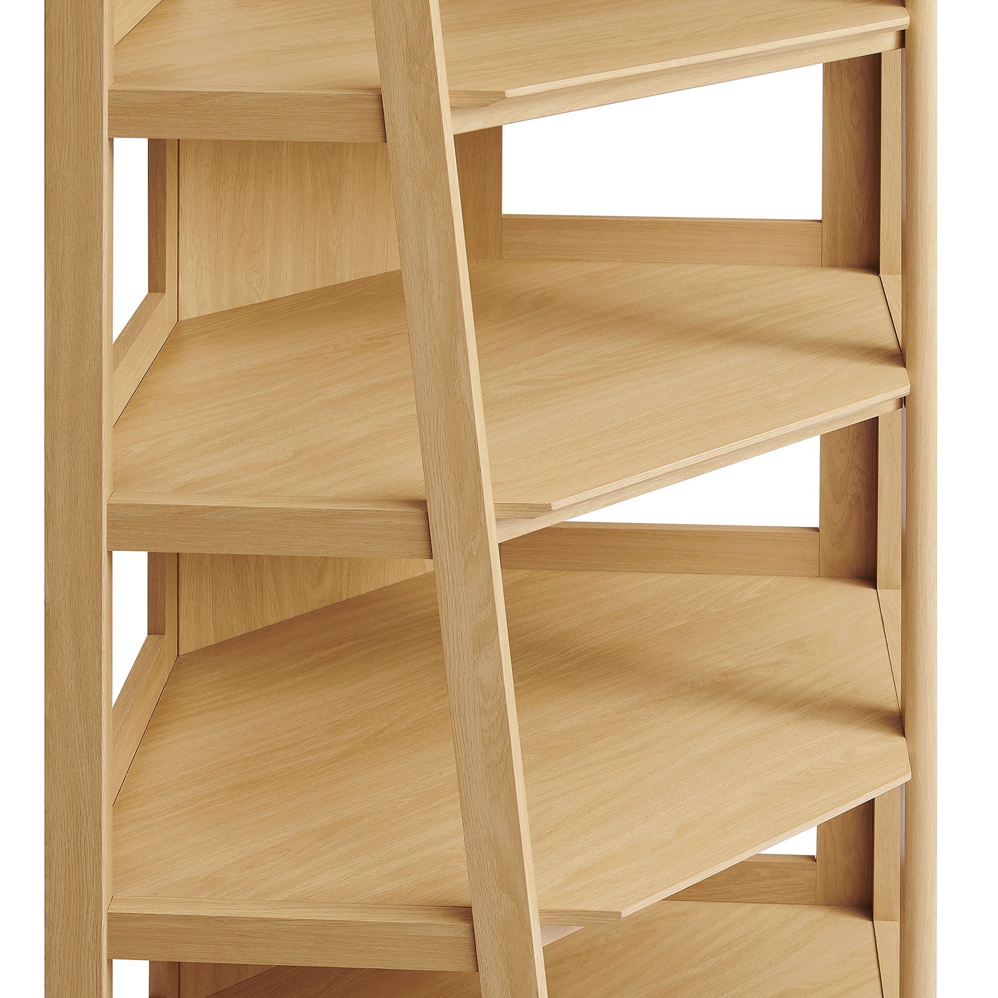 Bixby 71 Inch Corner Bookshelf, Oak