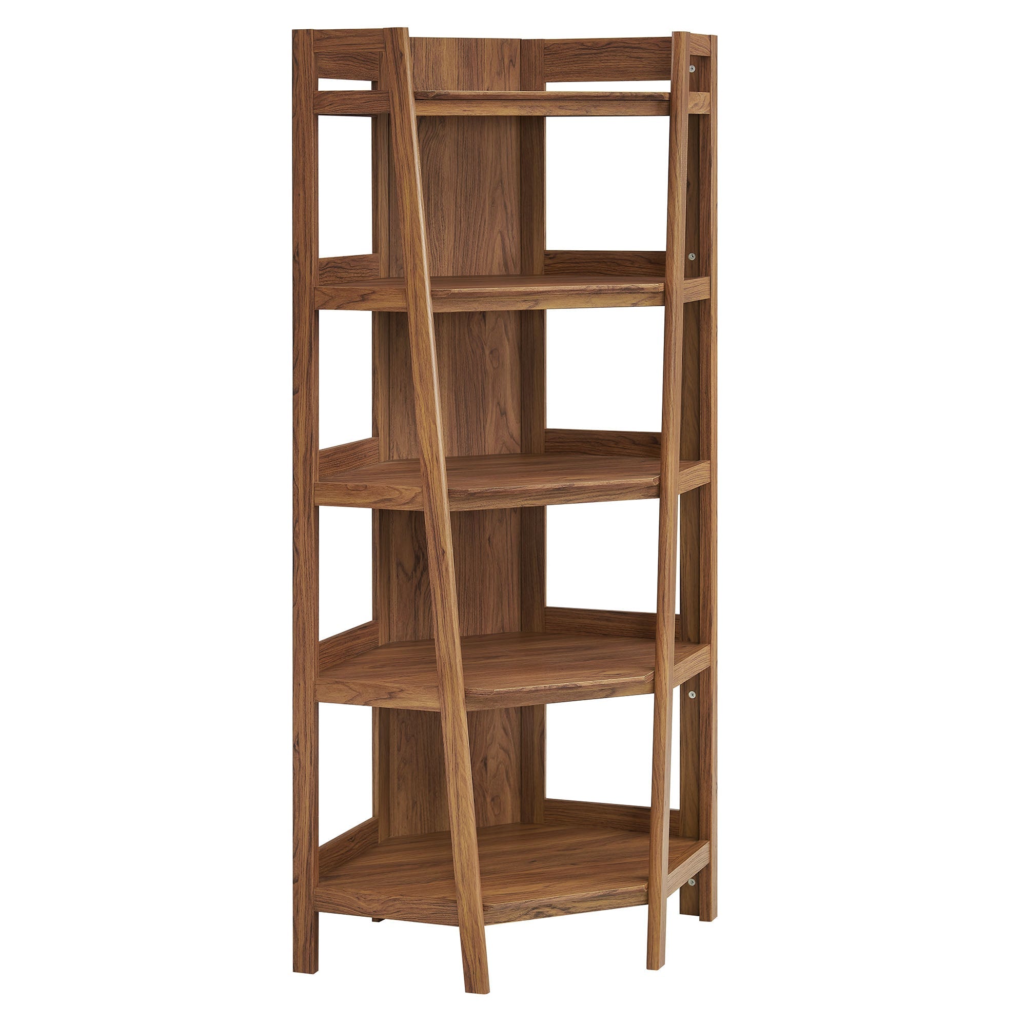 Bixby 71 Inch Corner Bookshelf, Walnut