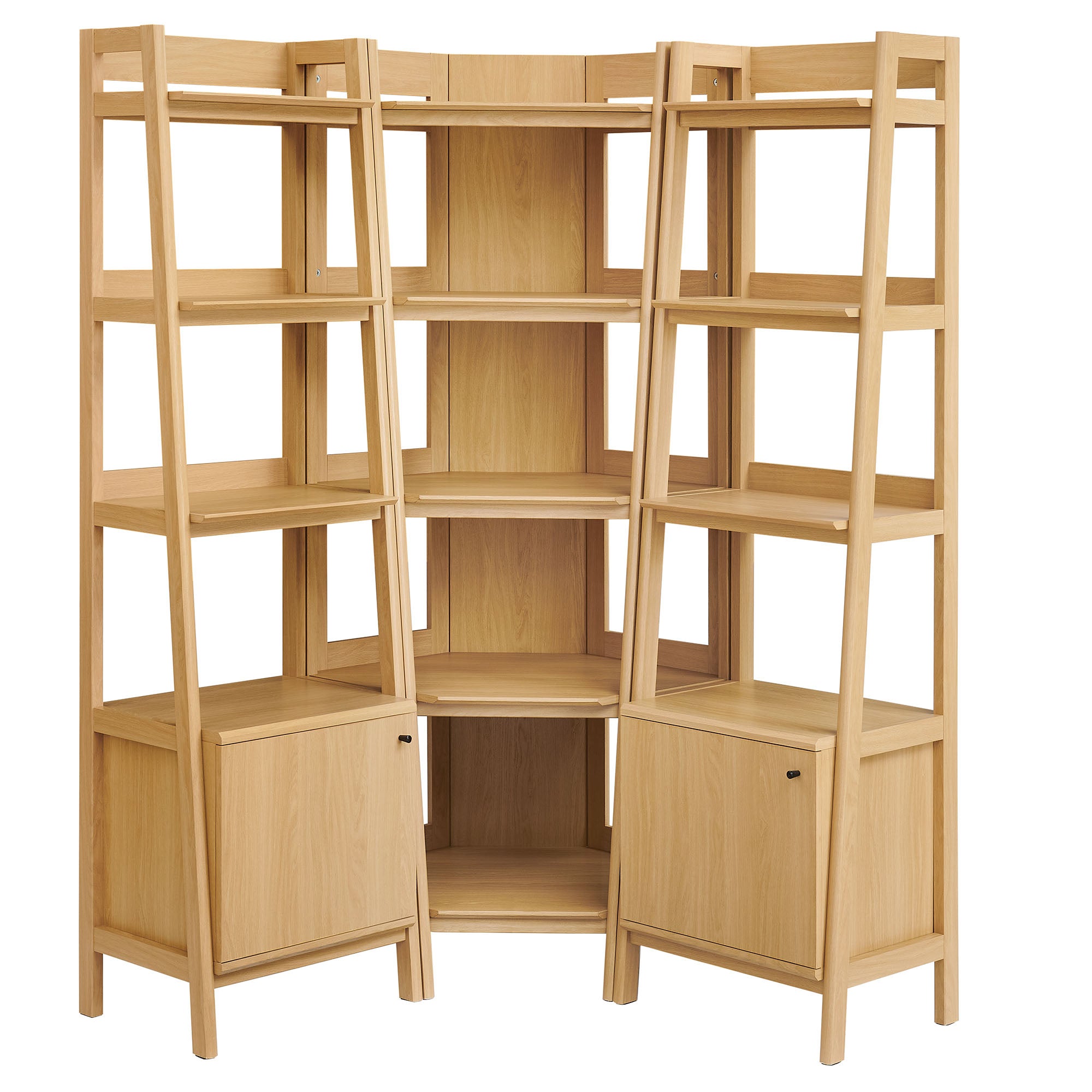 Bixby 3-piece Corner Bookshelf Set with Narrow Bookshelves, Oak