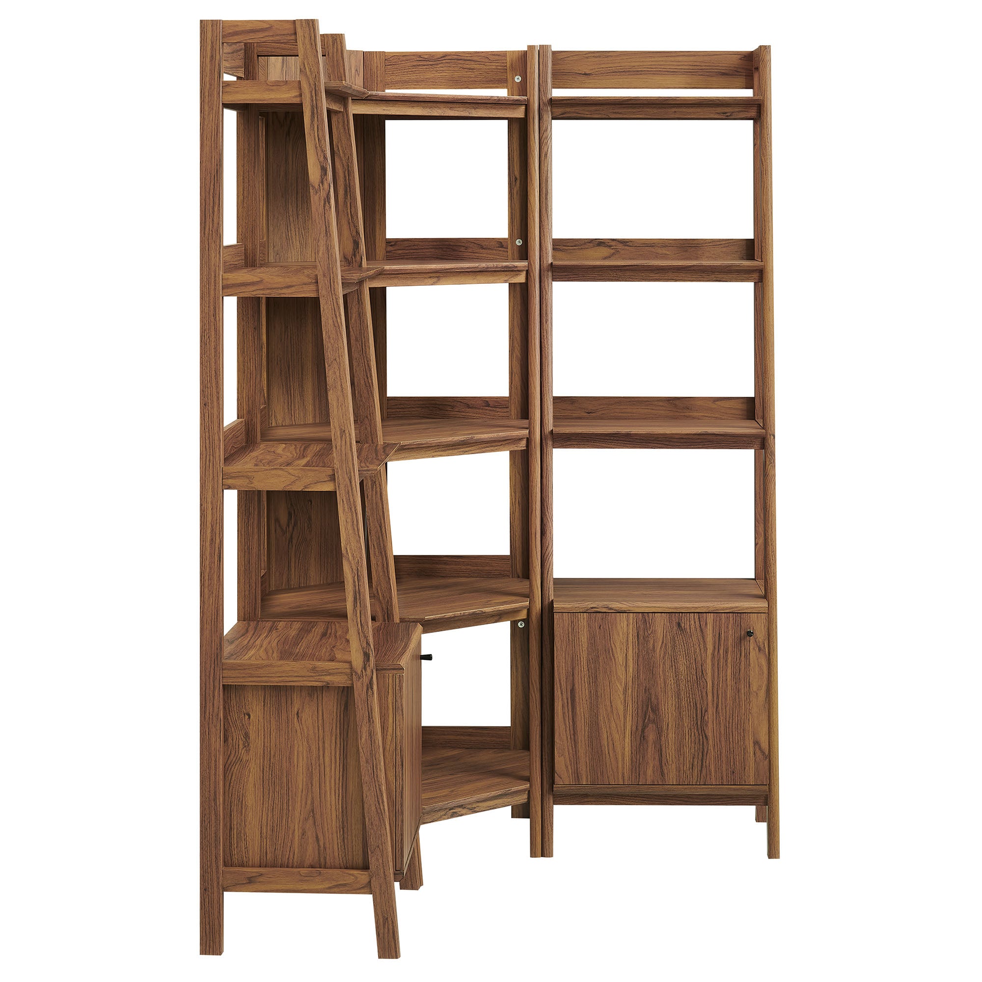 Bixby 3-piece Corner Bookshelf Set with Narrow Bookshelves, Walnut
