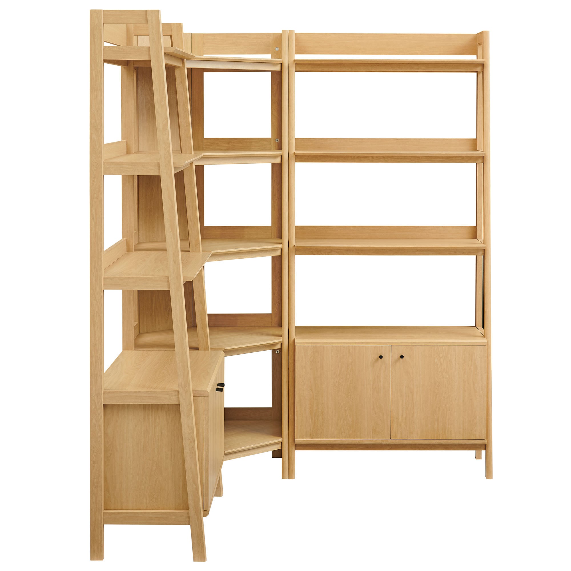 Bixby 3-Piece Corner Bookshelf Set with Wide Bookshelves, Oak
