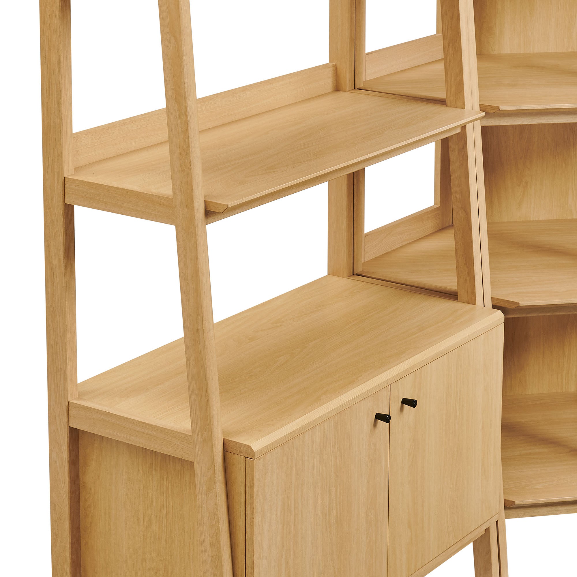 Bixby 3-Piece Corner Bookshelf Set with Wide Bookshelves, Oak