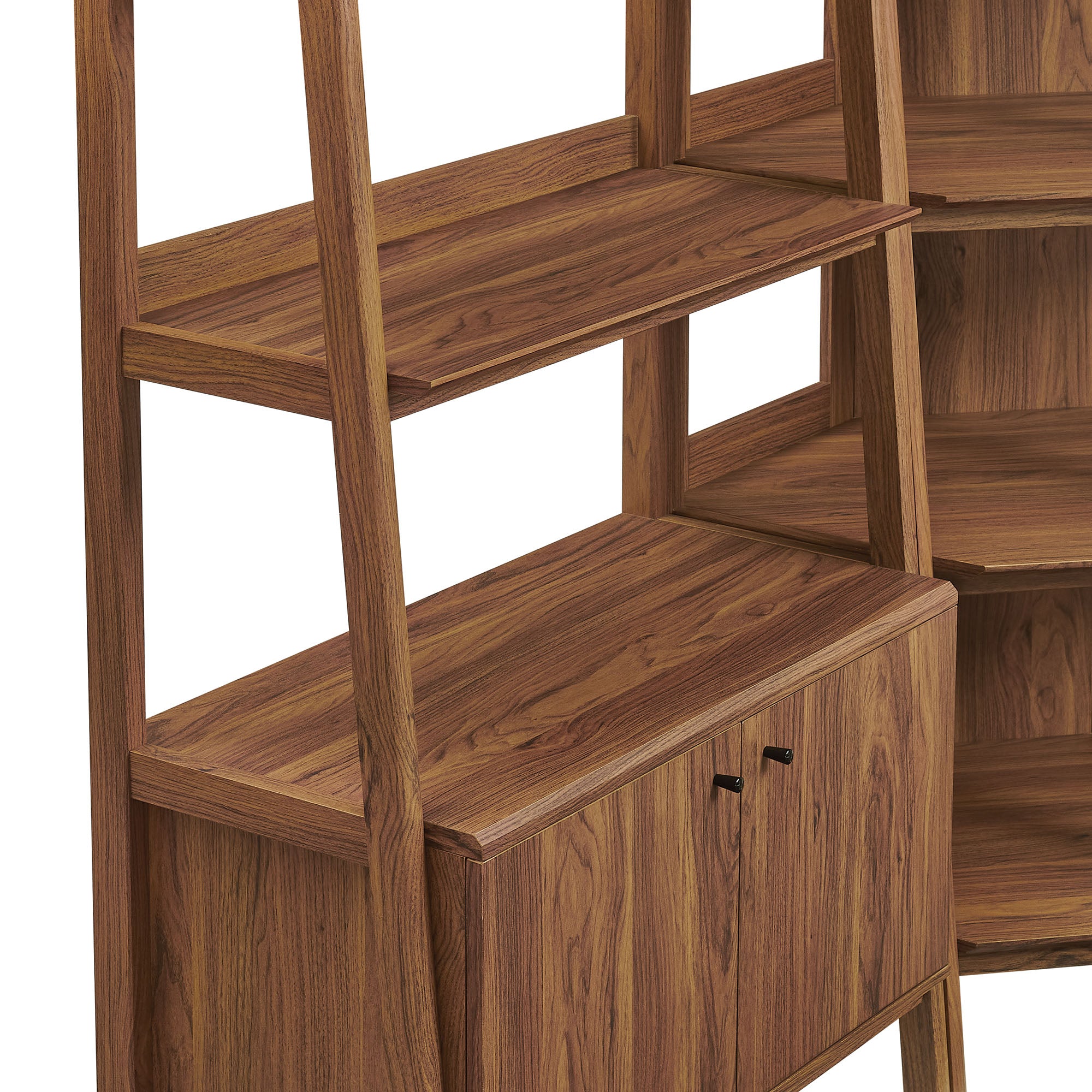 Bixby 3-Piece Corner Bookshelf Set with Wide Bookshelves, Walnut