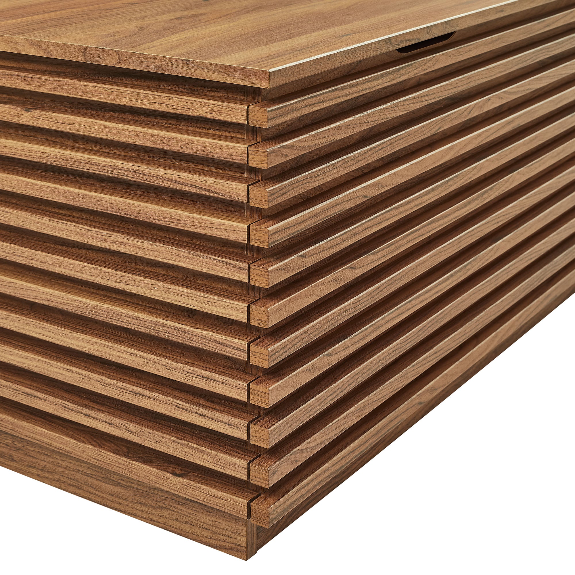 Render Fluted 3-in-1 Hall Tree With Storage Bench and Coat Rack, Walnut