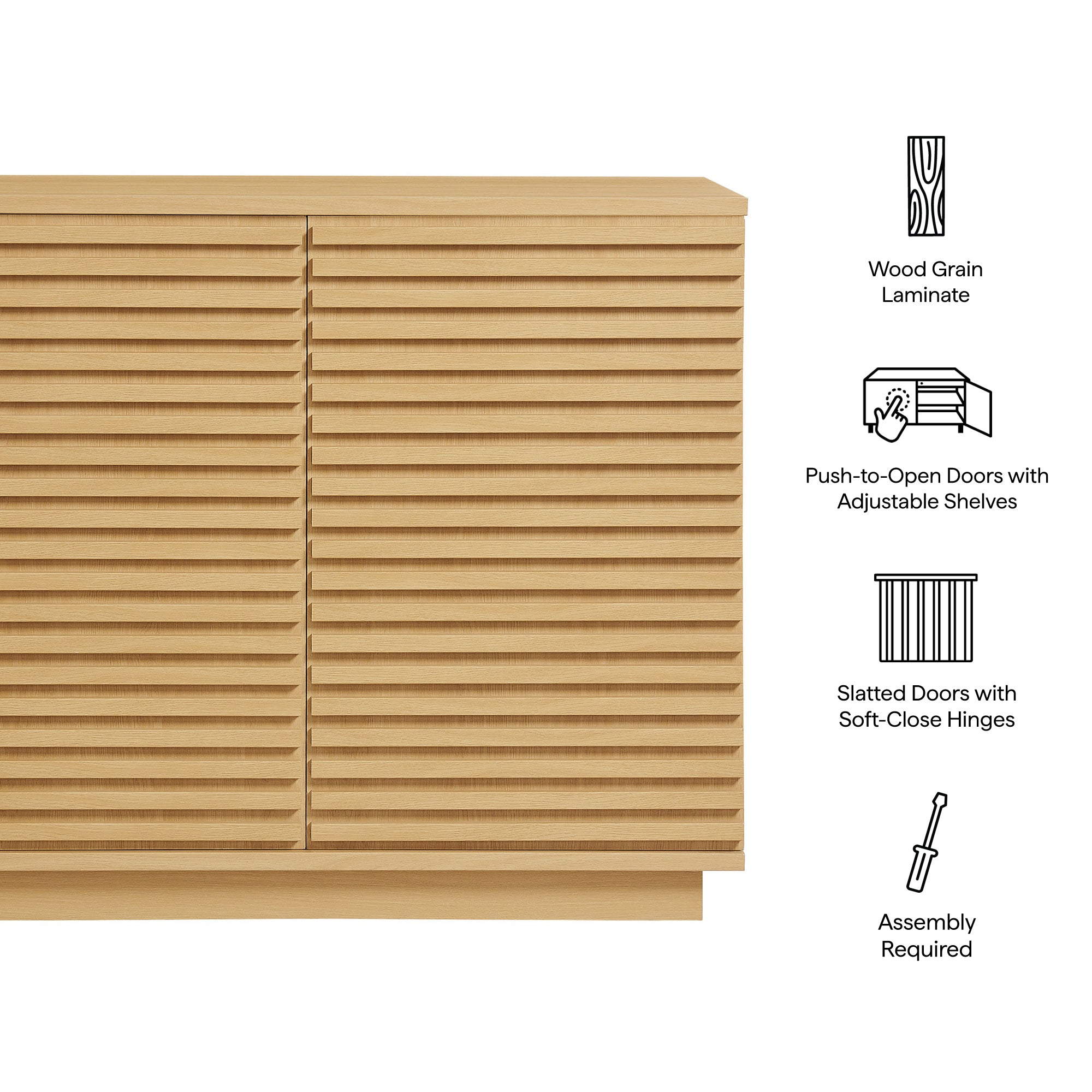 Render 2-Door Fluted Accent Cabinet, Oak