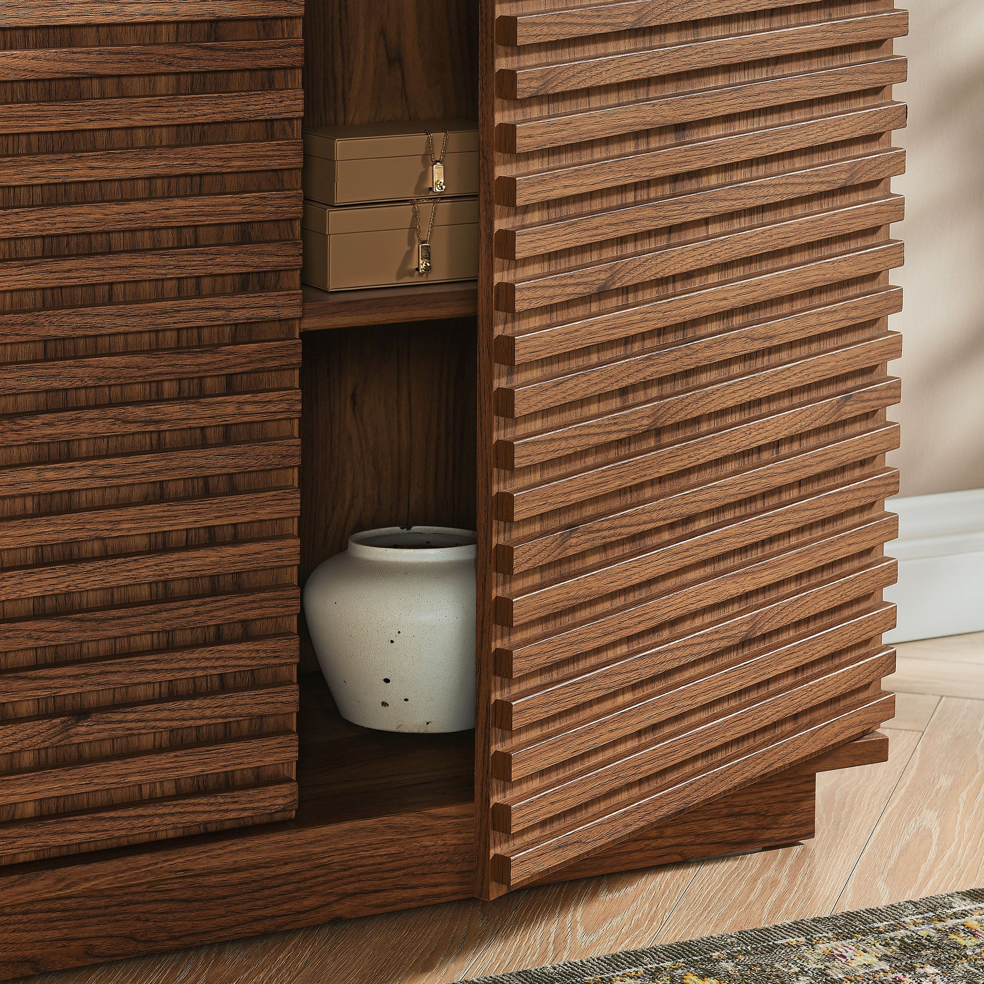 Render 2-Door Fluted Accent Cabinet, Walnut