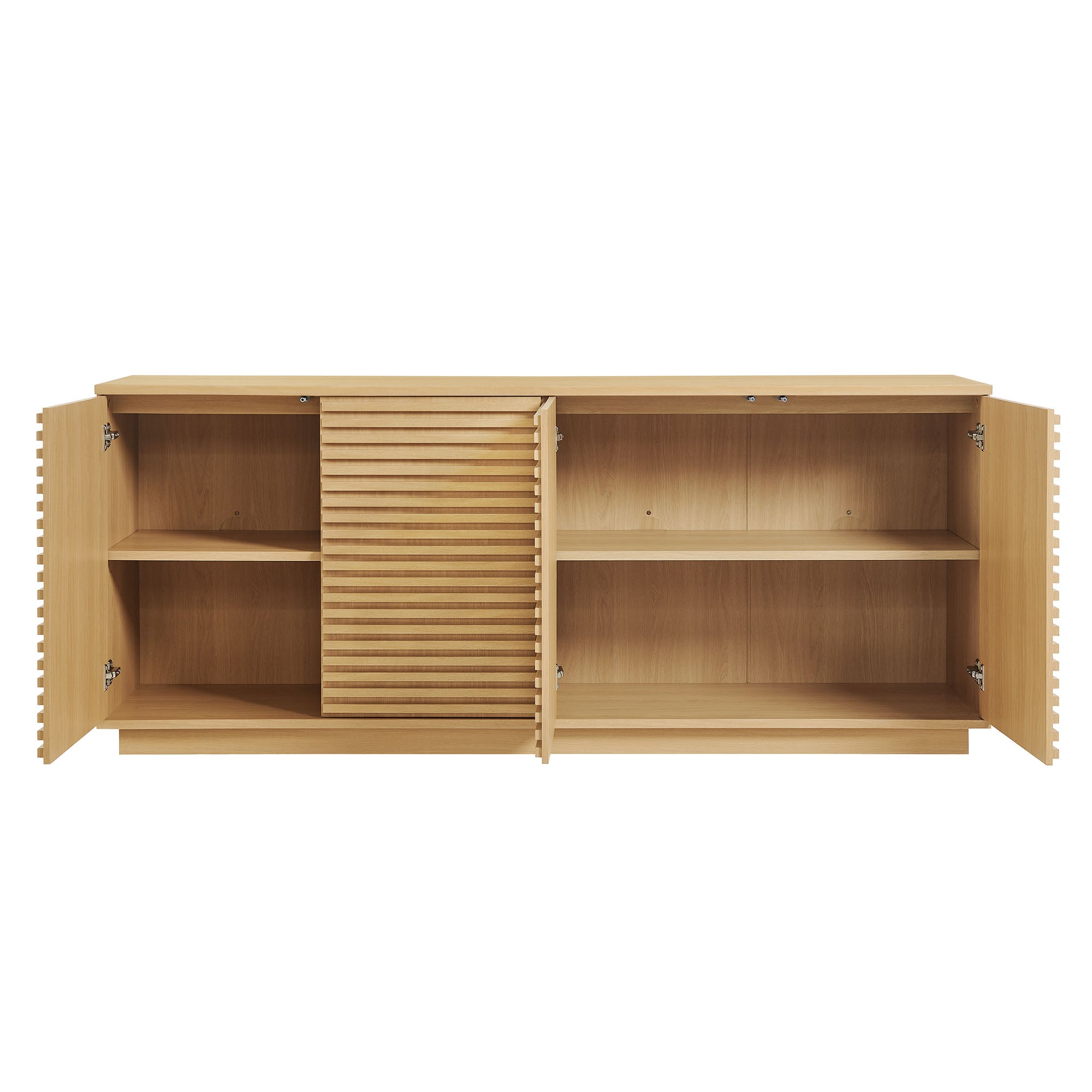 Render 4-Door Fluted Sideboard Cabinet TV Stand, Oak