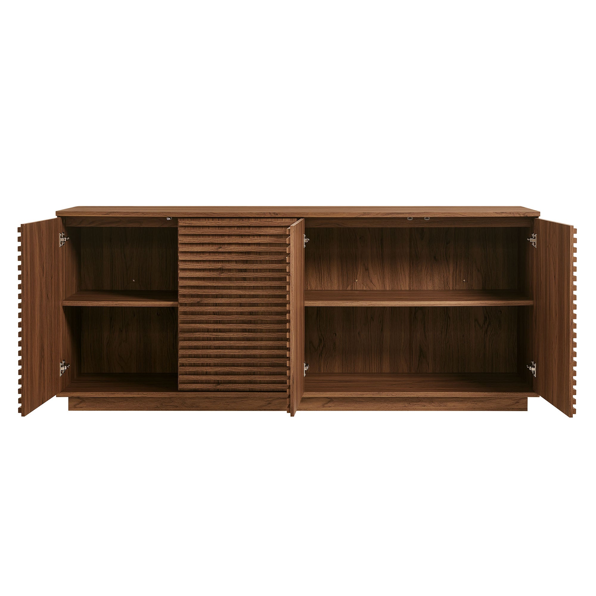 Render 4-Door Fluted Sideboard Cabinet TV Stand, Walnut