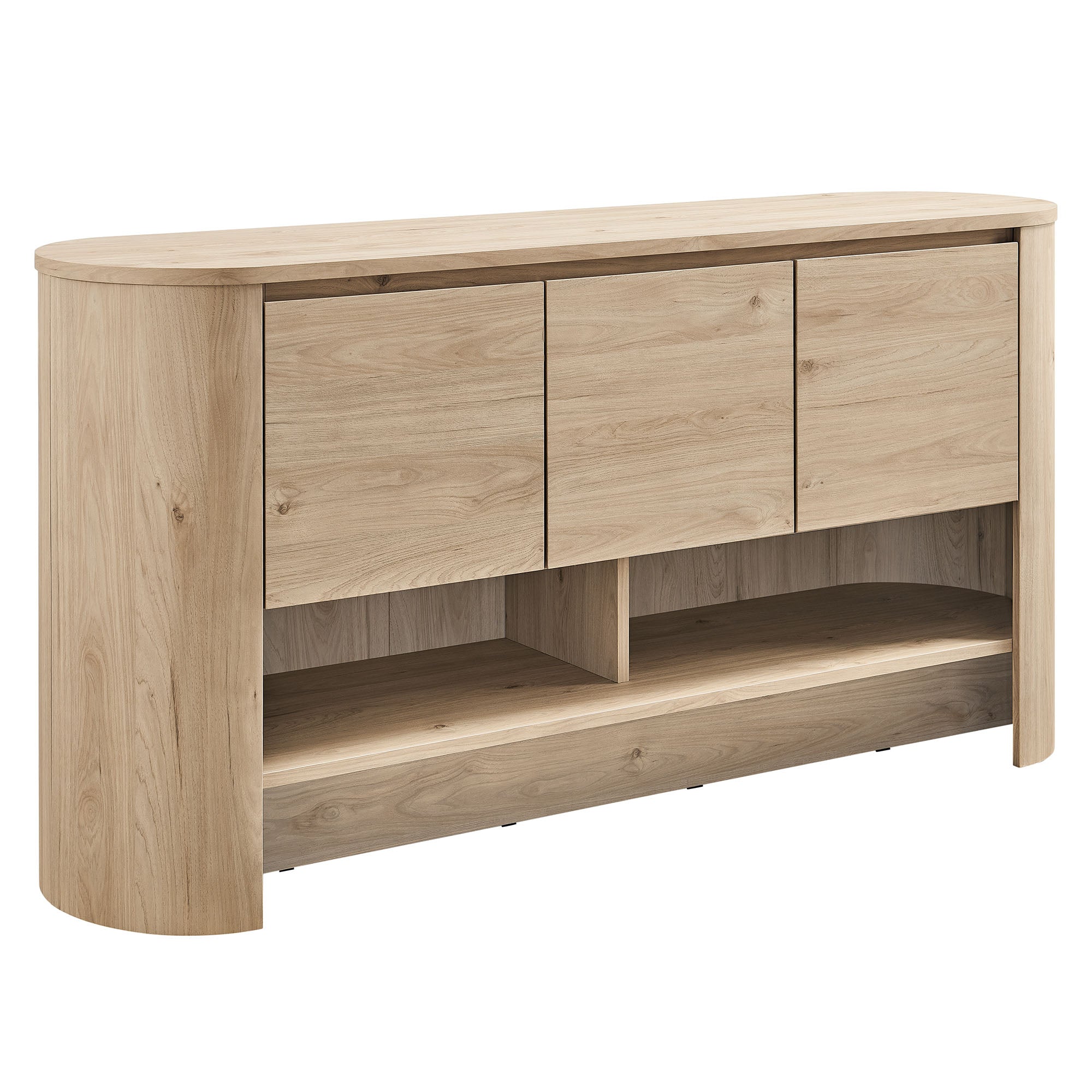Duval 62 Inch Oval Sideboard, Light Oak