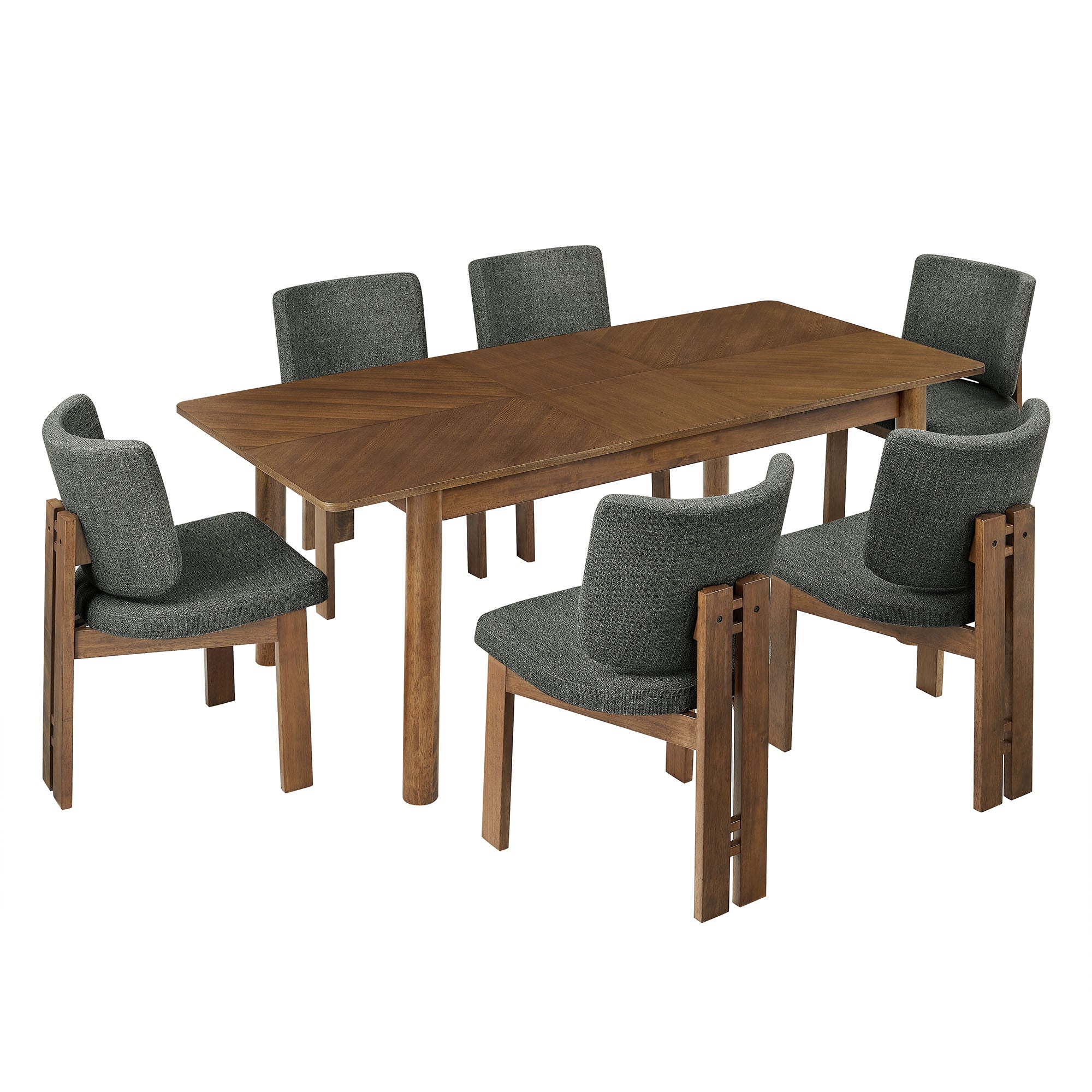 Alba 7-Piece Dining Set, Walnut Charcoal