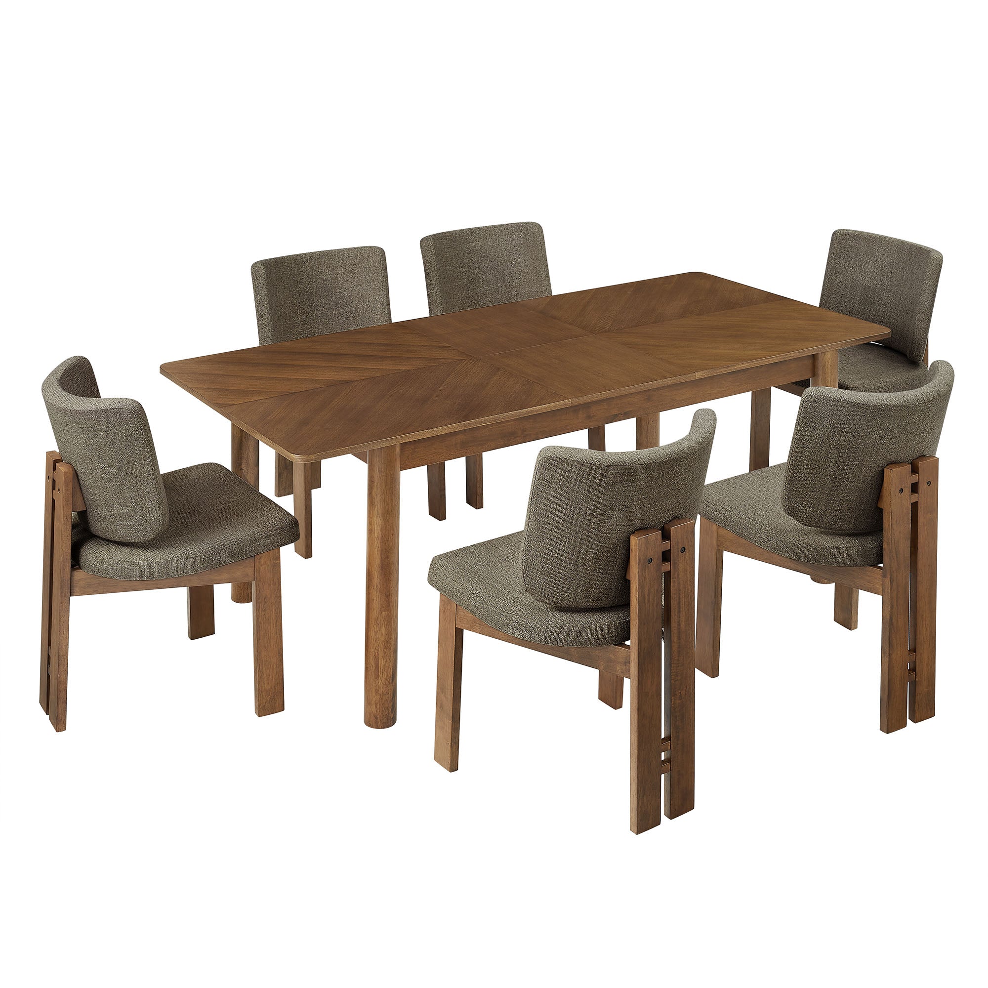 Alba 7-Piece Dining Set, Walnut Taupe