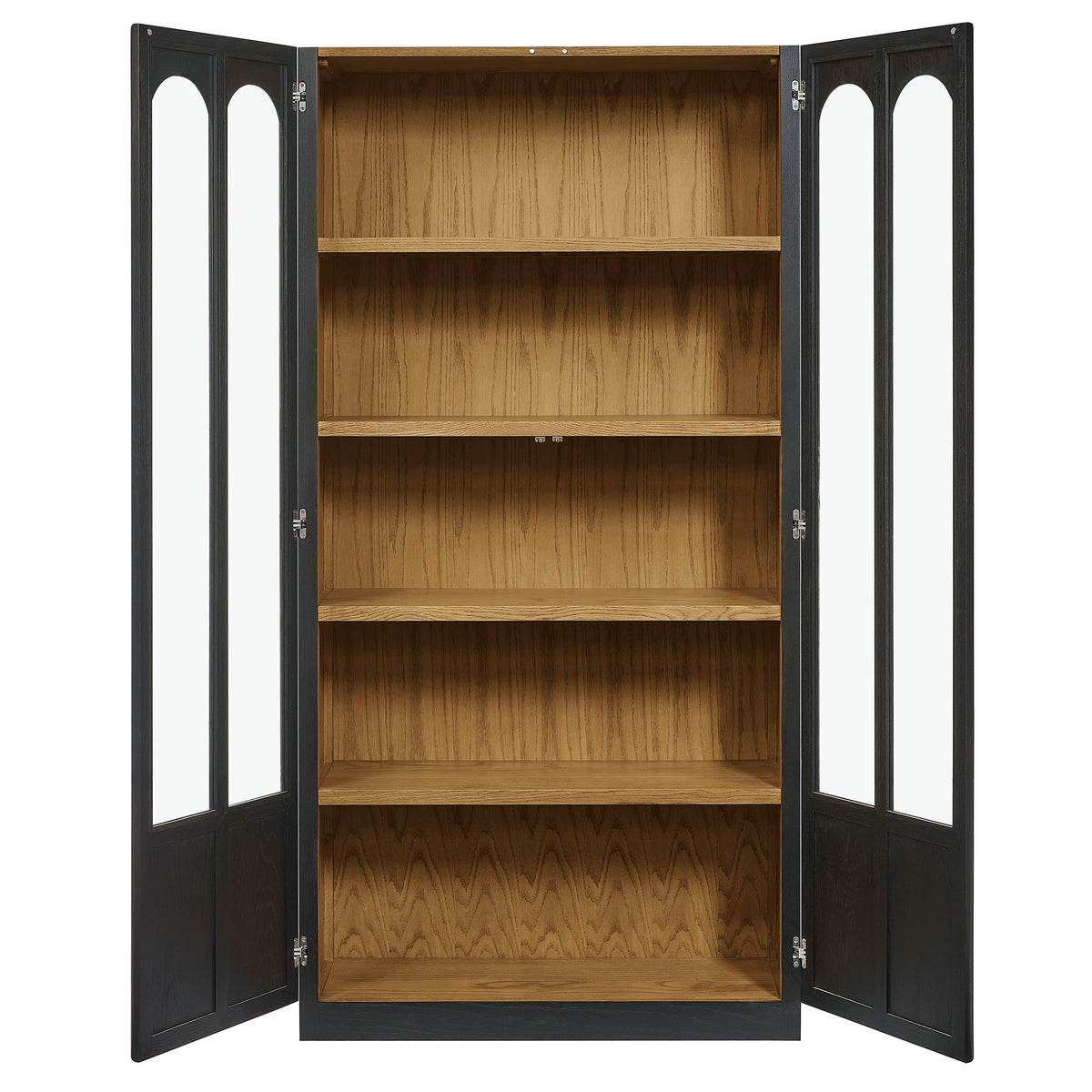 Anwen Solid Wood and Glass Display Cabinet, Black Oak