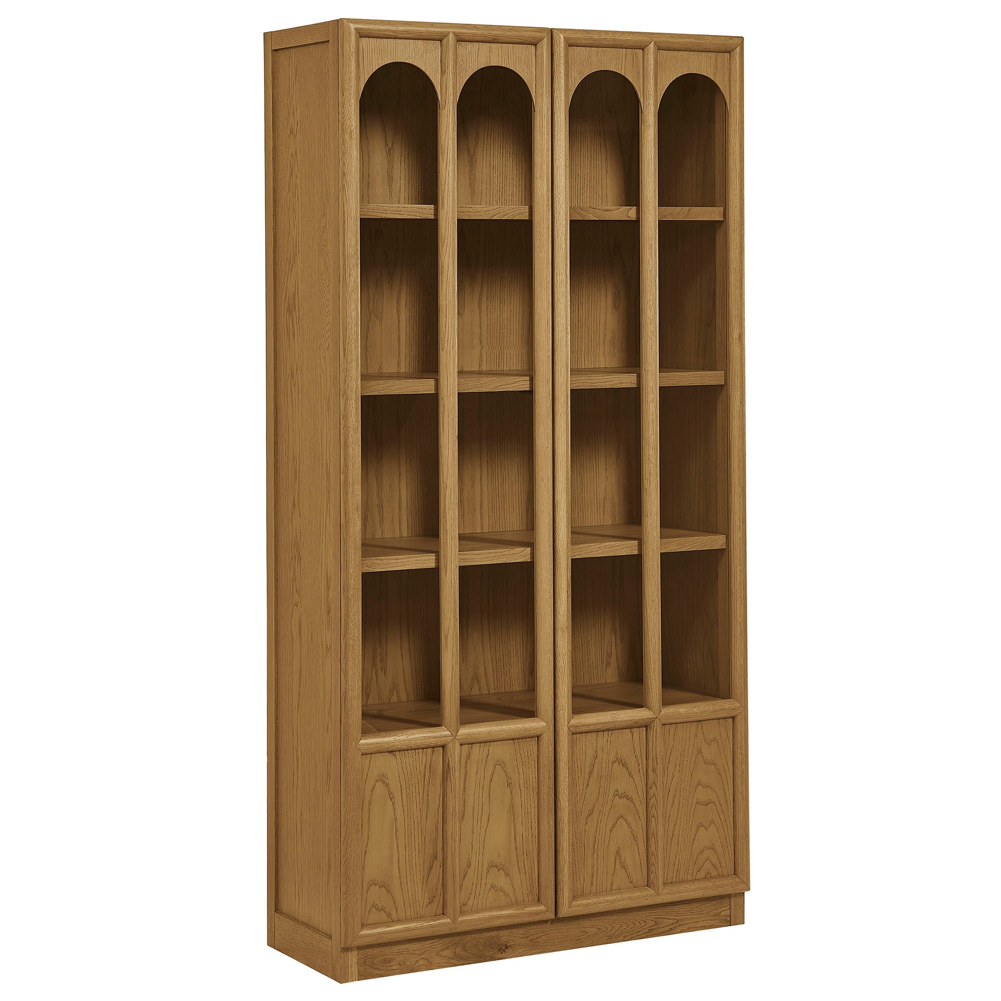 Anwen Solid Wood and Glass Display Cabinet, Oak