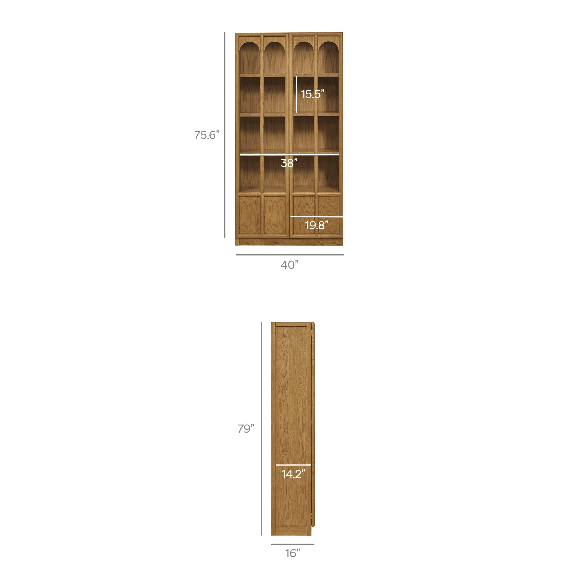 Anwen Solid Wood and Glass Display Cabinet, Oak