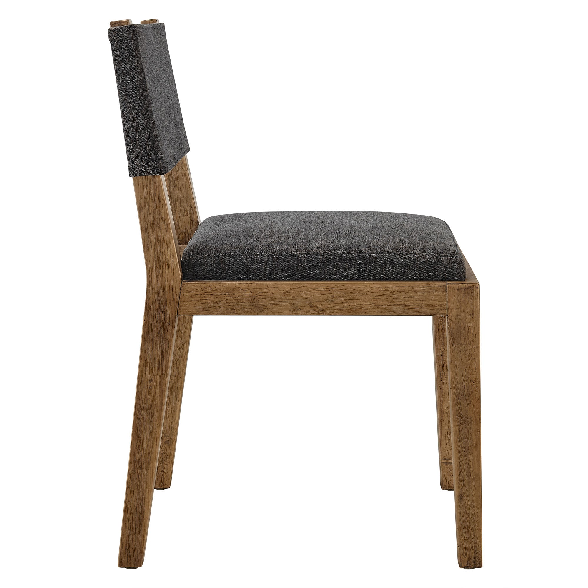 Calder Fabric Upholstered Wood Armless Dining Chair, Dark Gray