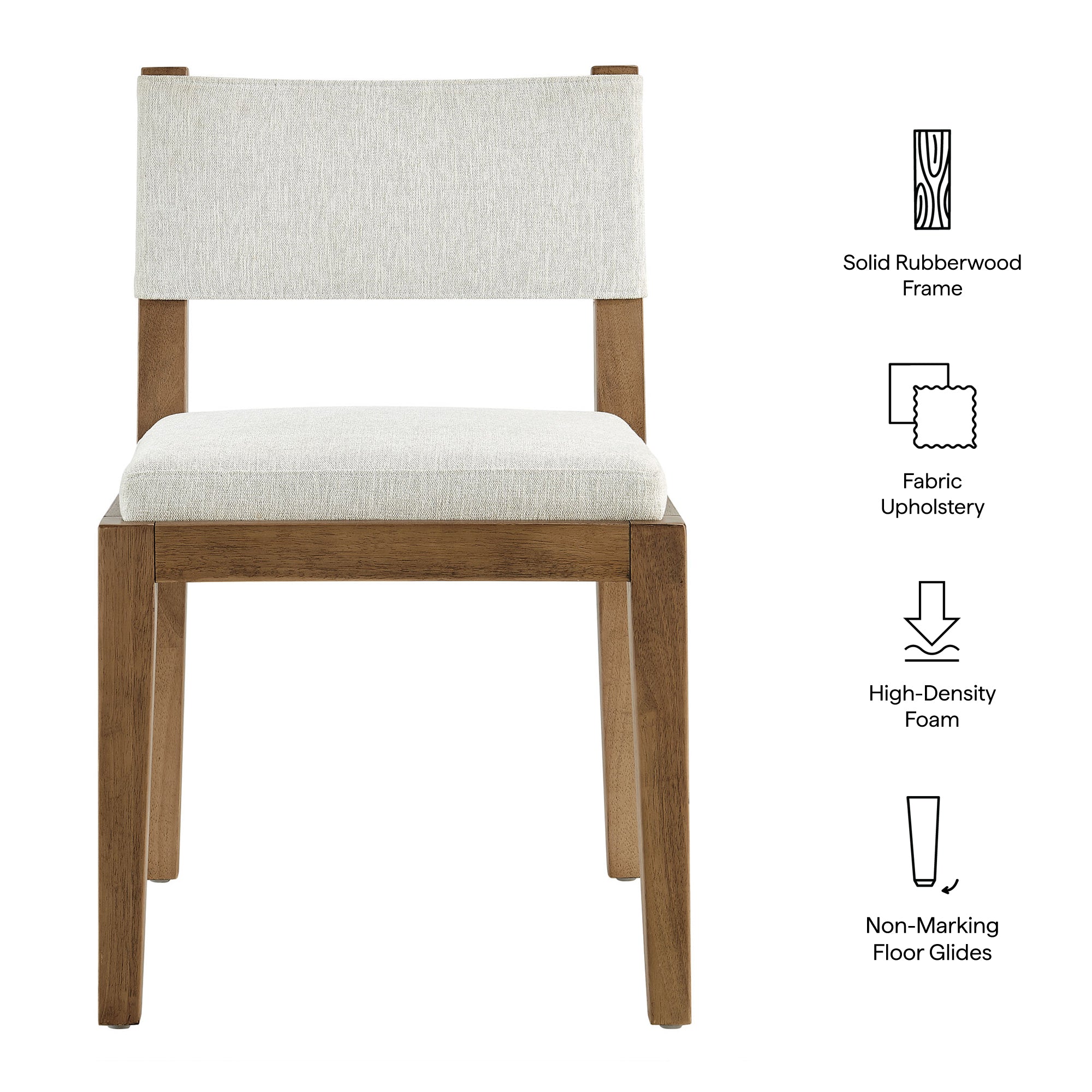 Calder Fabric Upholstered Wood Armless Dining Chair, Ivory