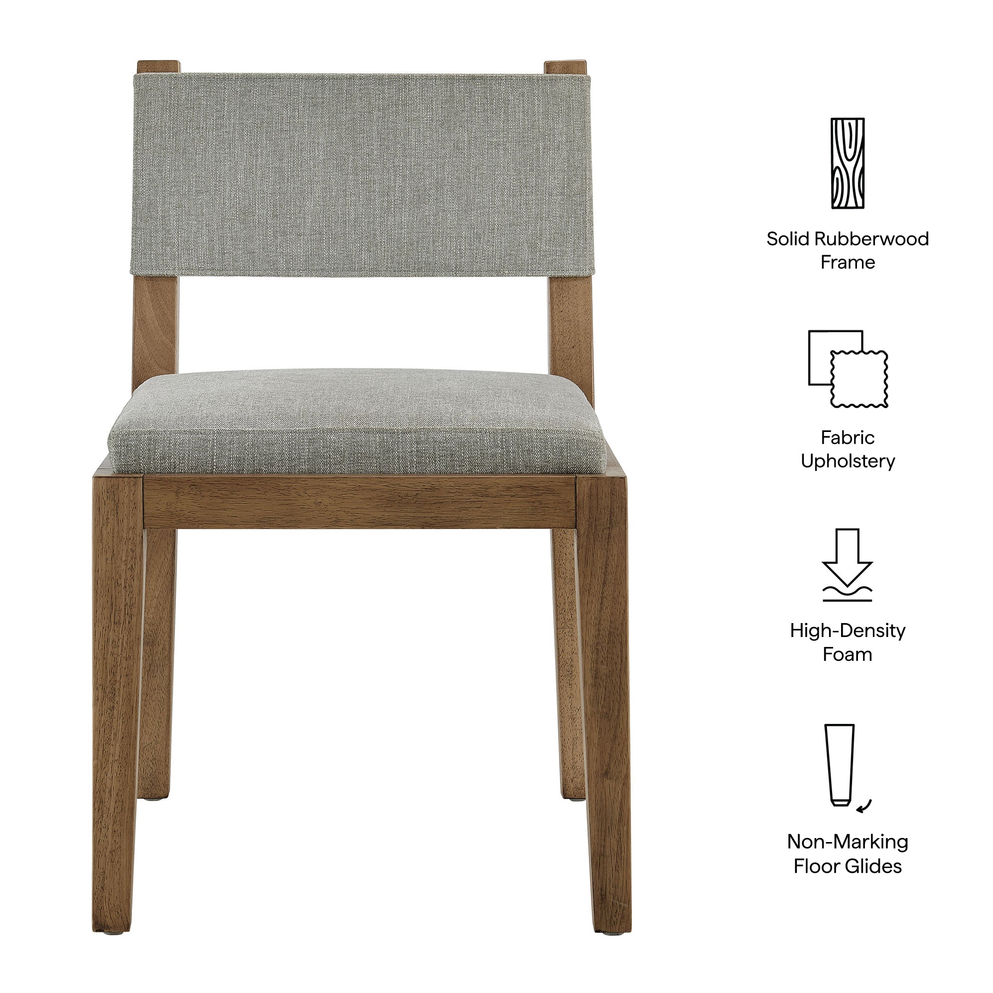 Calder Fabric Upholstered Wood Armless Dining Chair, Wheat