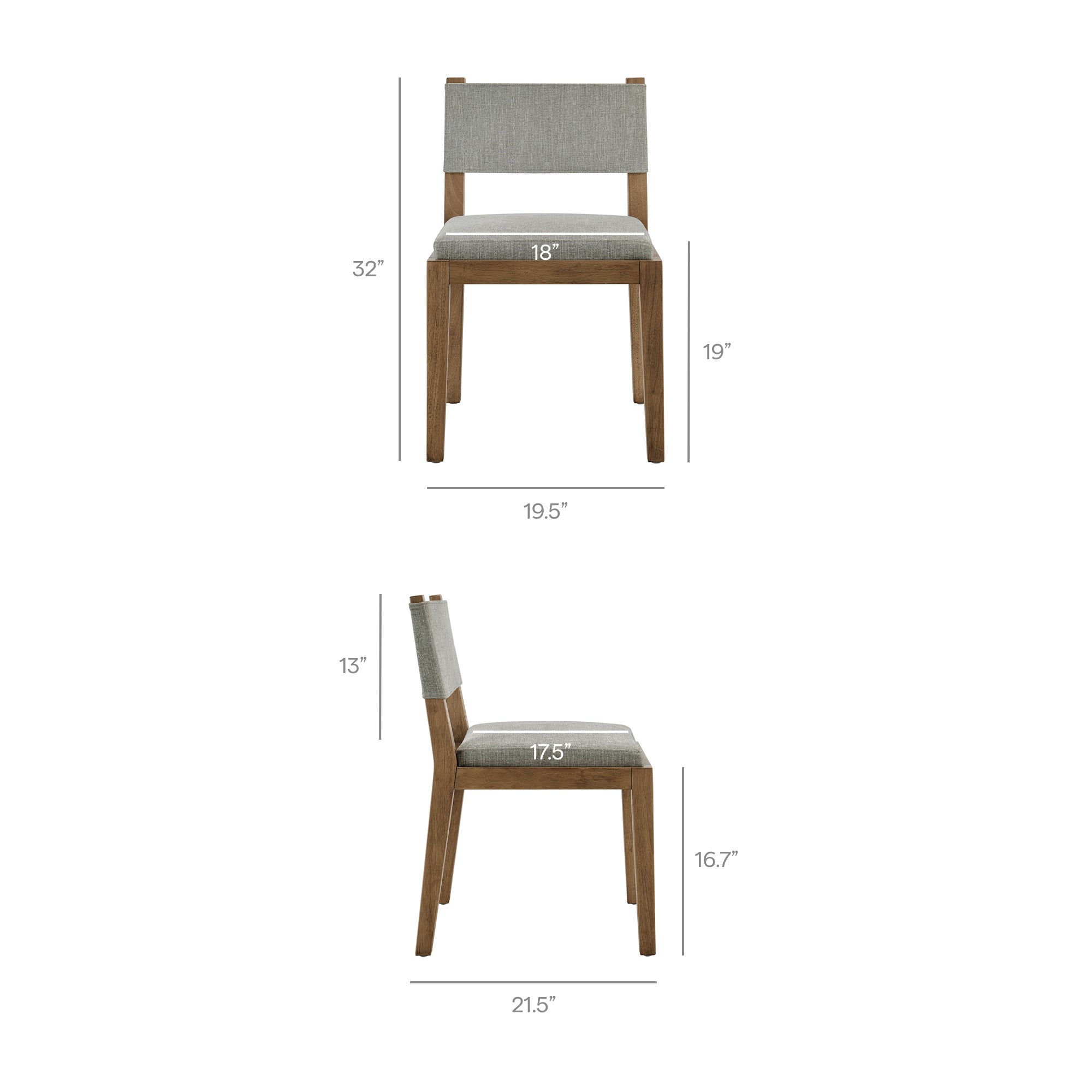 Calder Fabric Upholstered Wood Armless Dining Chair, Wheat