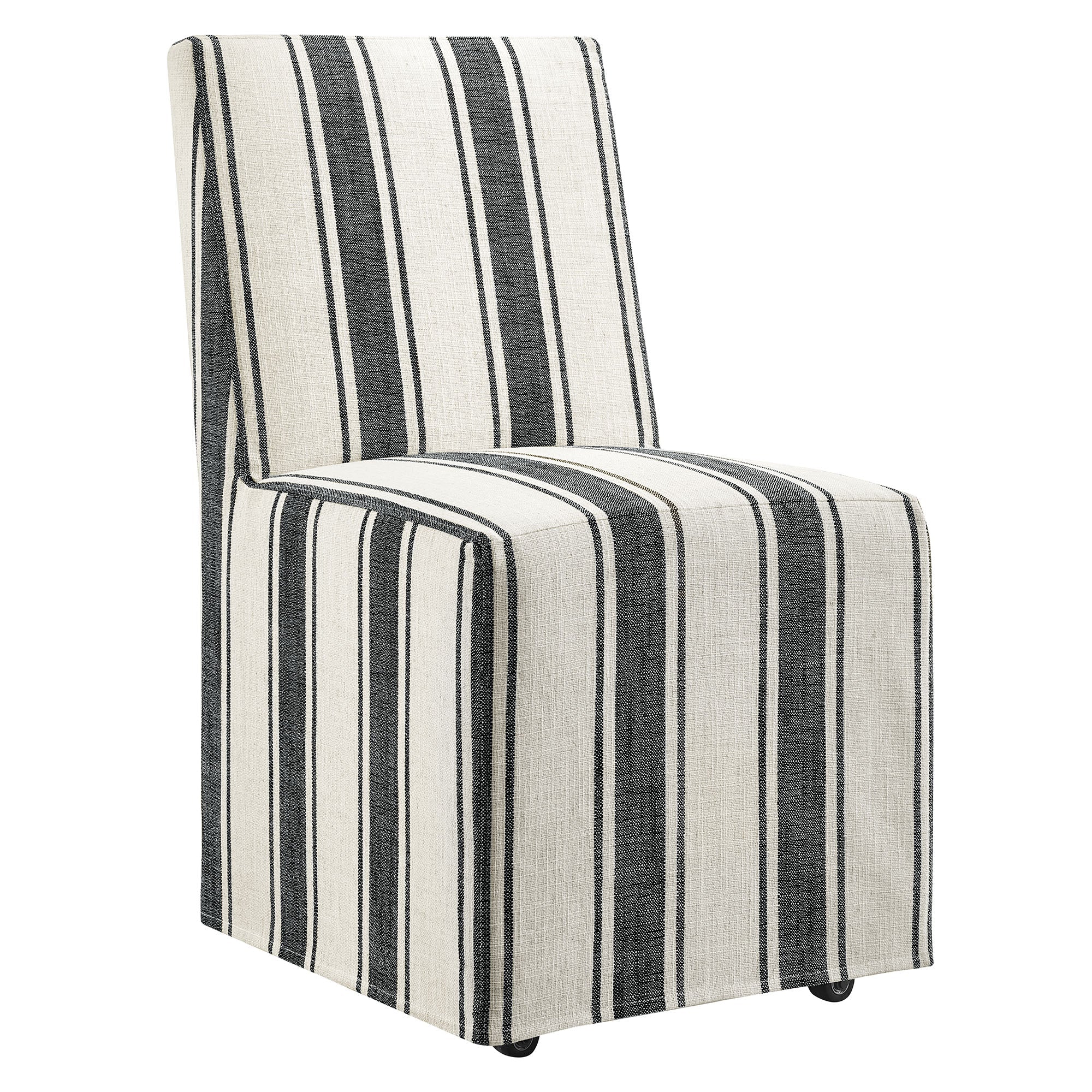 Tessera Striped Slipcovered Dining Side Chair, Black Stripe