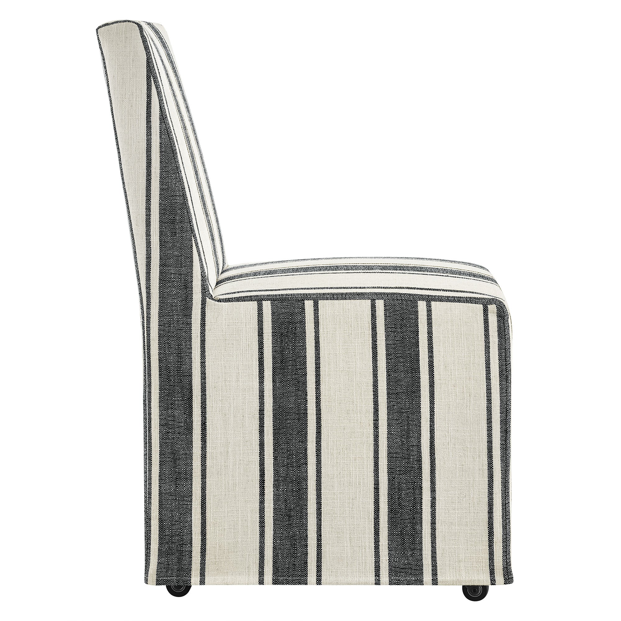 Tessera Striped Slipcovered Dining Side Chair, Black Stripe