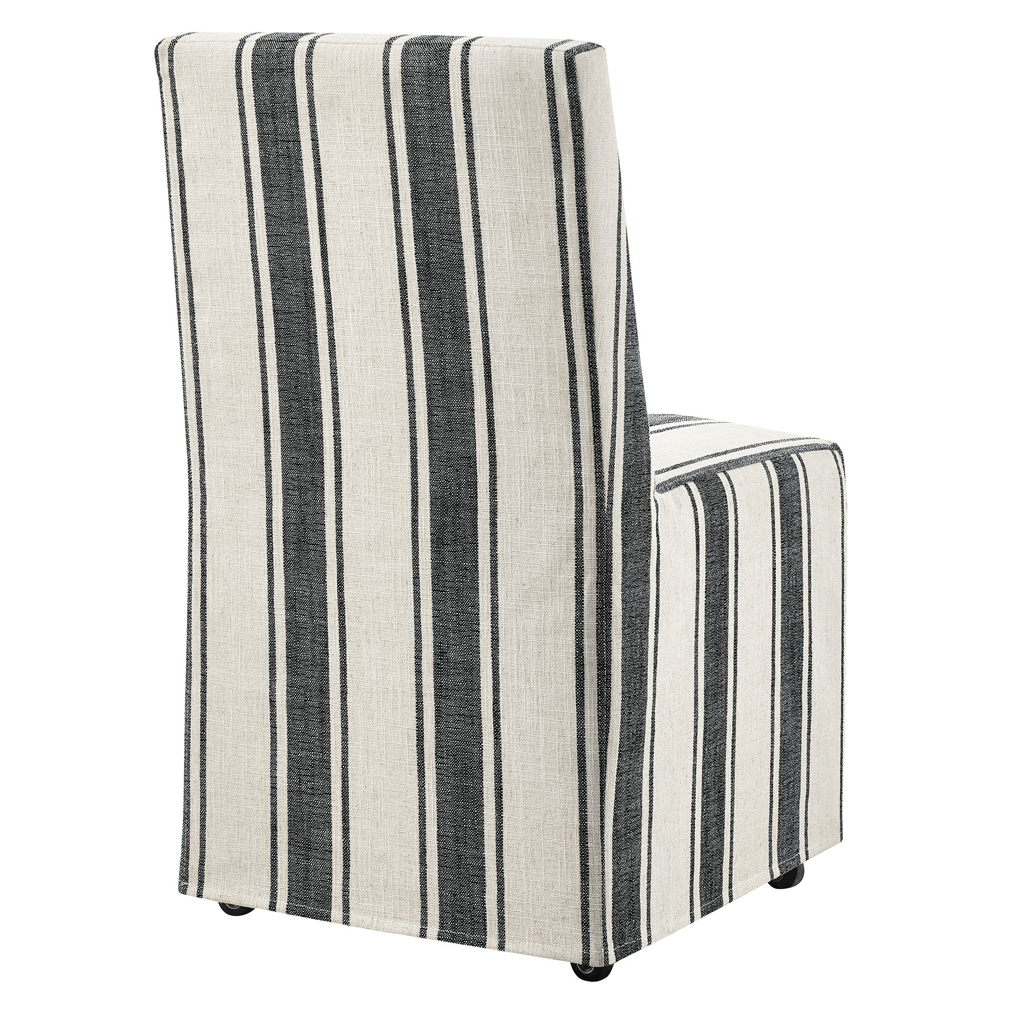 Tessera Striped Slipcovered Dining Side Chair, Black Stripe