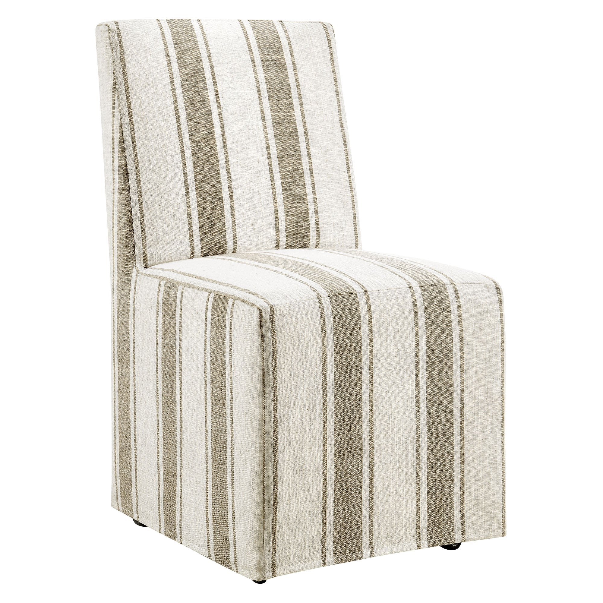 Tessera Striped Slipcovered Dining Side Chair, Tan Stripe